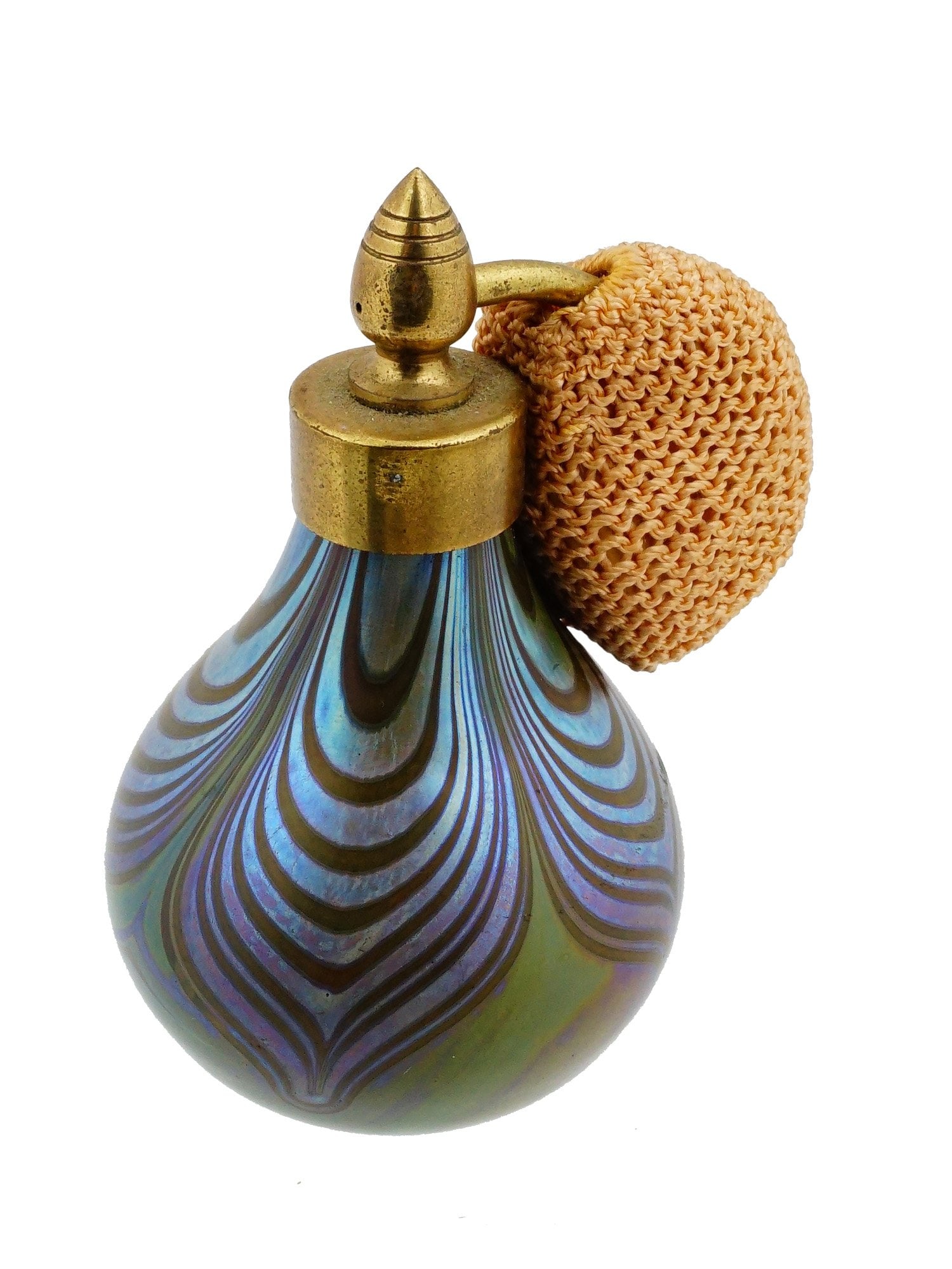 VINTAGE IRIDESCENT ART GLASS PERFUME BOTTLE ATOMIZER (1 of 7)