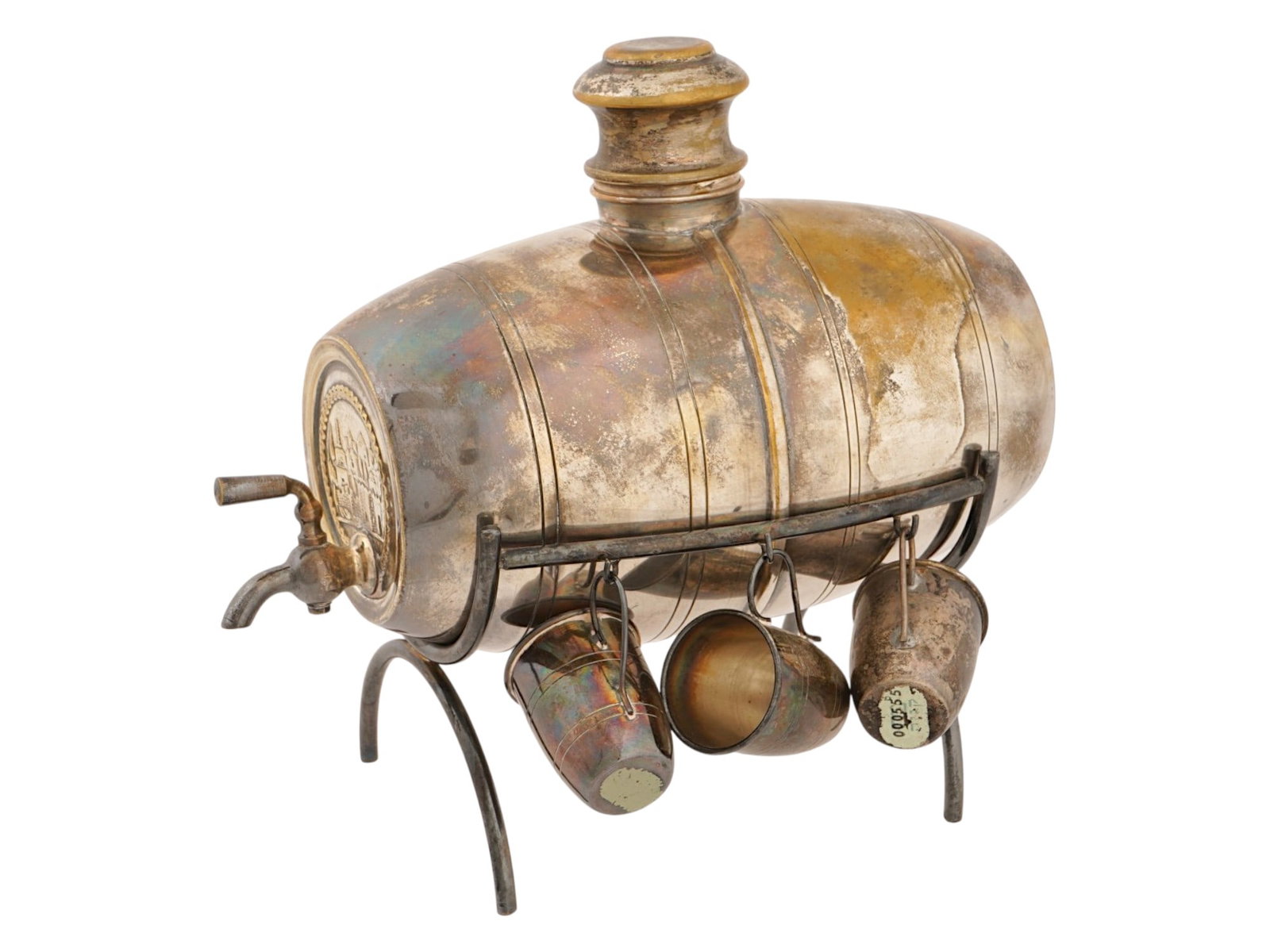 JUDAICA BARWARE SET BARREL DECANTER WITH SIX CUPS (1 of 9)