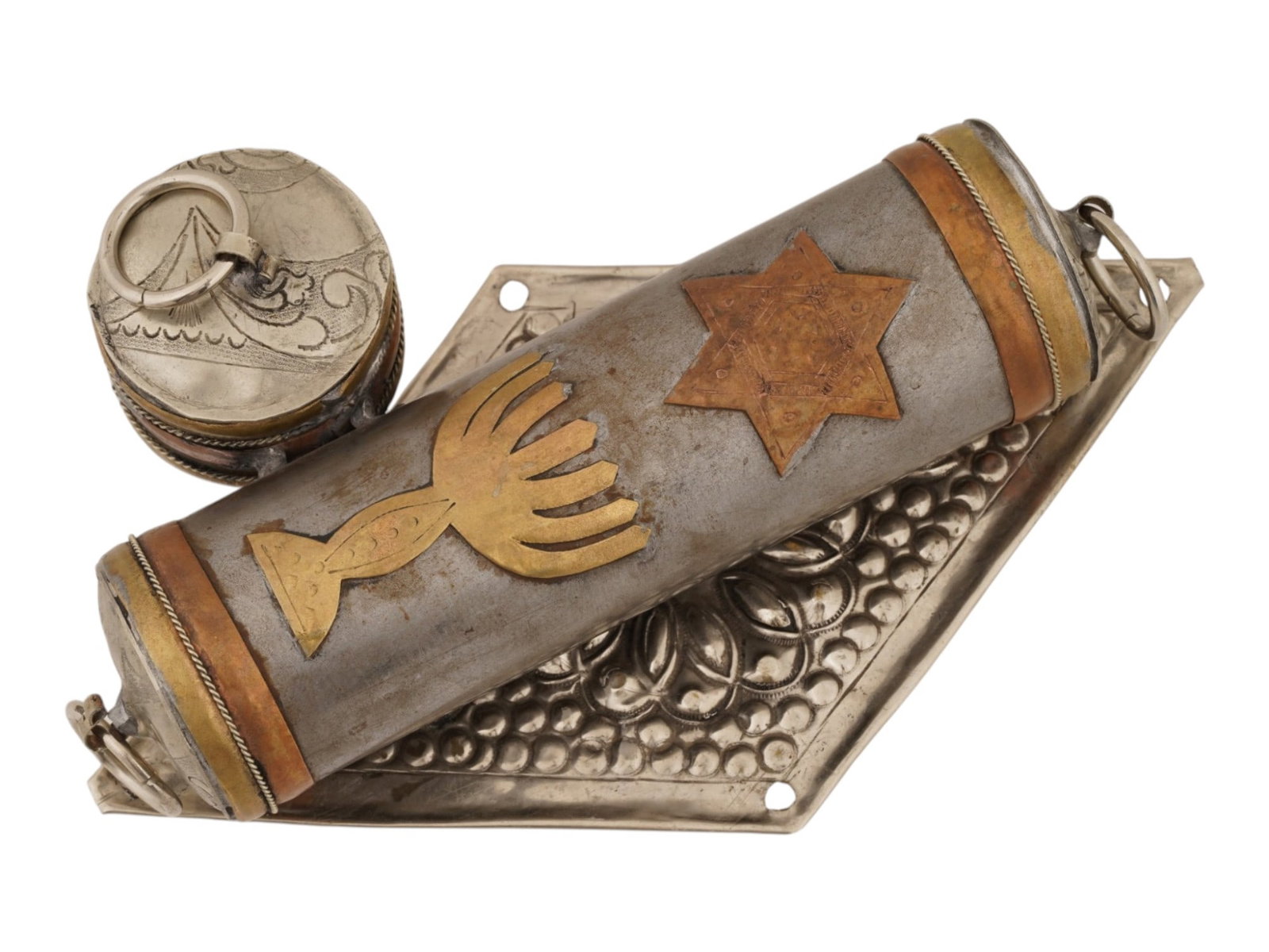 MOROCCAN JUDAICA MEZUZAH SPICE BOX TORAH POINTER (1 of 5)