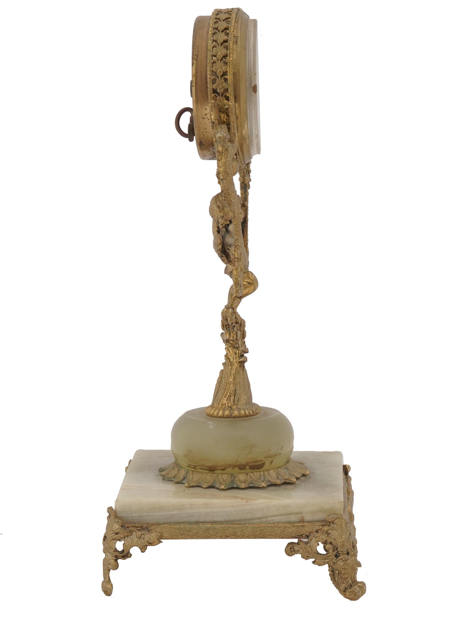BLESSING BAROQUE STYLE CHERUB CLOCK ON ONYX BASE - 4
