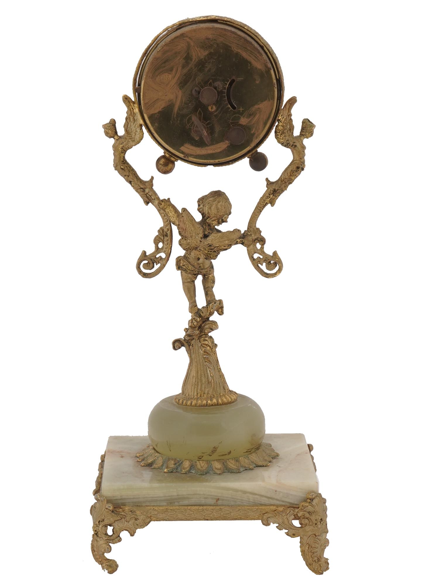 BLESSING BAROQUE STYLE CHERUB CLOCK ON ONYX BASE - 5