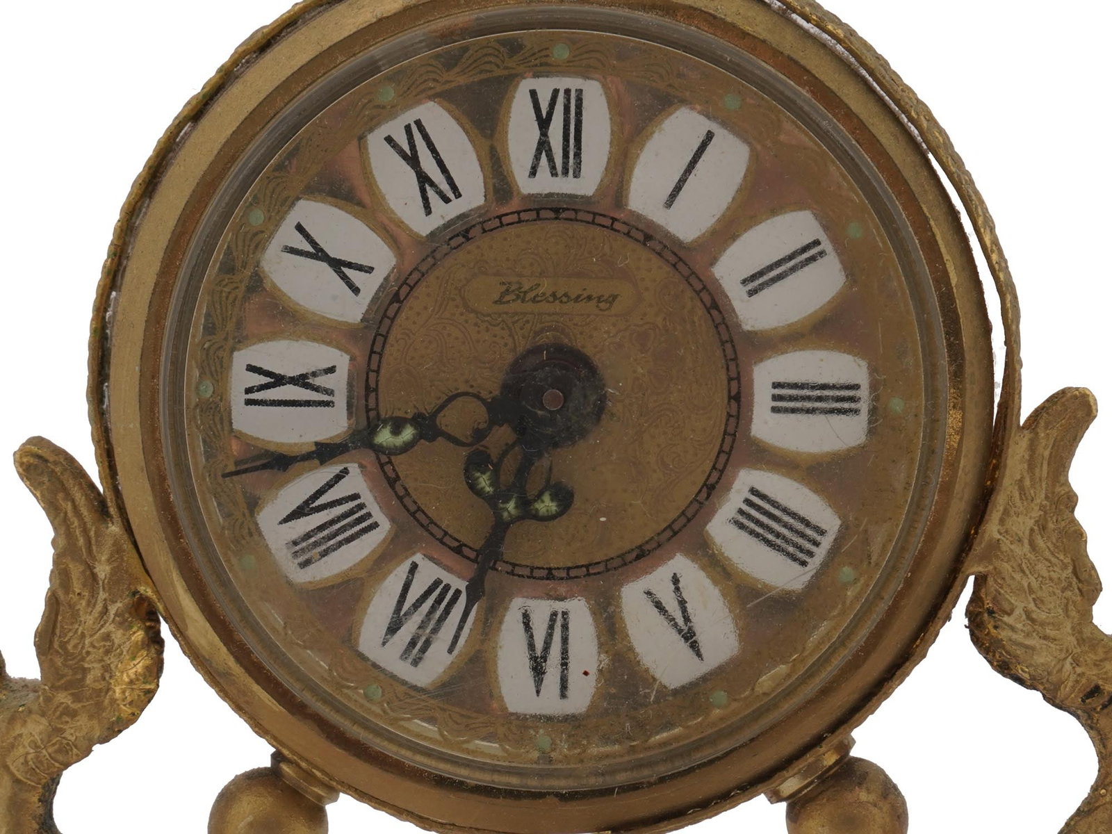 BLESSING BAROQUE STYLE CHERUB CLOCK ON ONYX BASE - 7