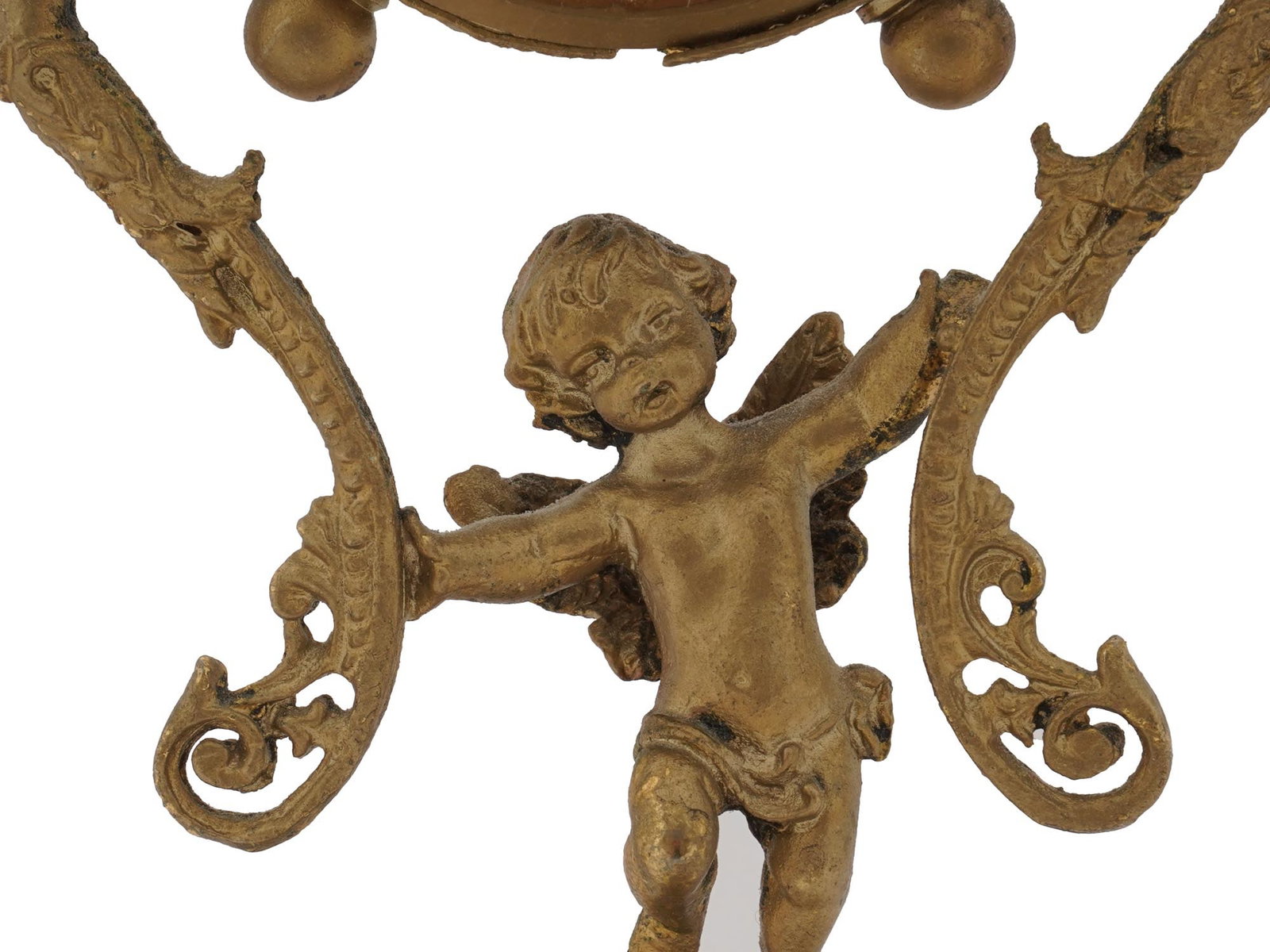 BLESSING BAROQUE STYLE CHERUB CLOCK ON ONYX BASE - 9
