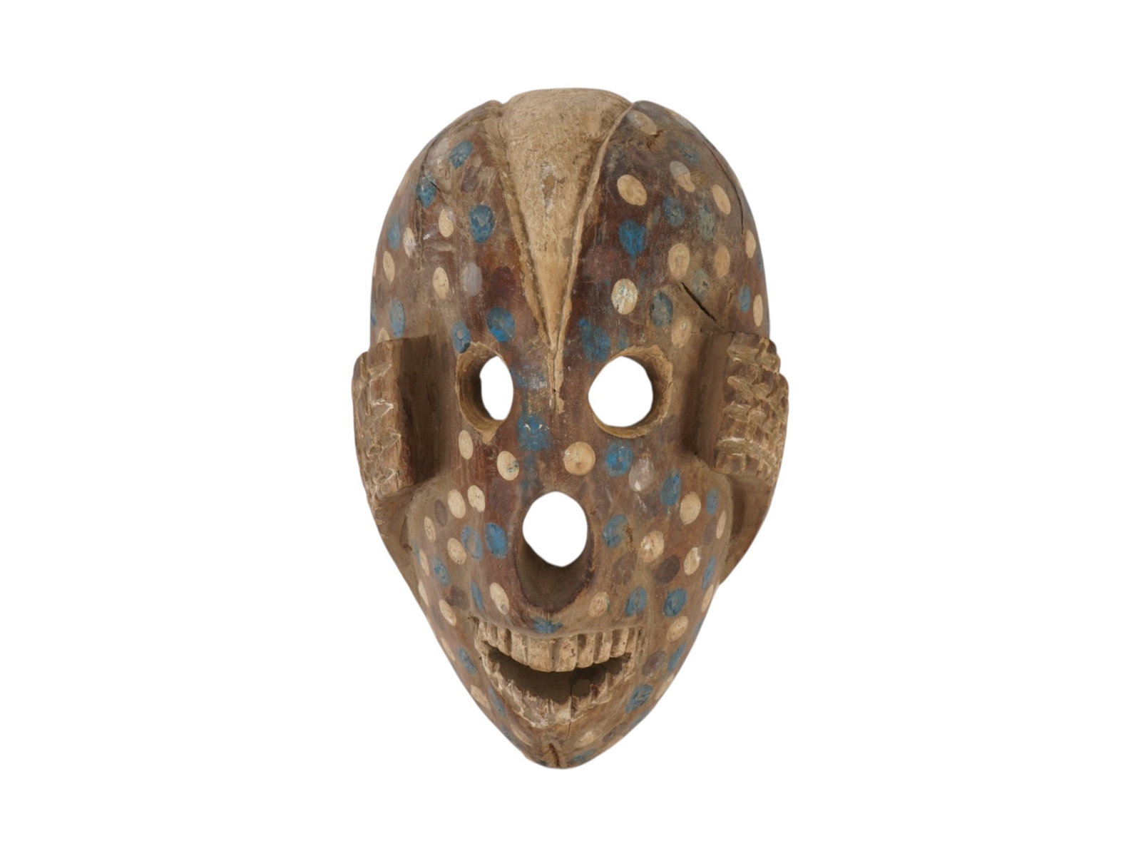 CENTRAL AFRICAN UBANGUI PAINTED WOODEN FETISH MASK (1 of 6)