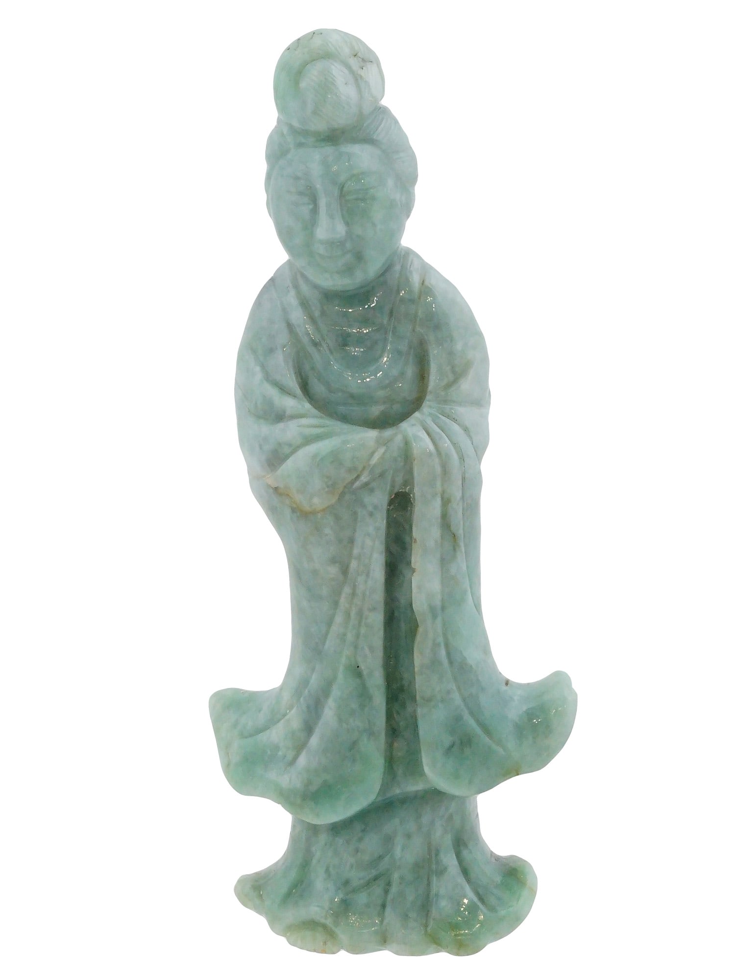 CHINESE HAND CARVED JADE FIGURE OF GODDESS GUANYIN (1 of 8)