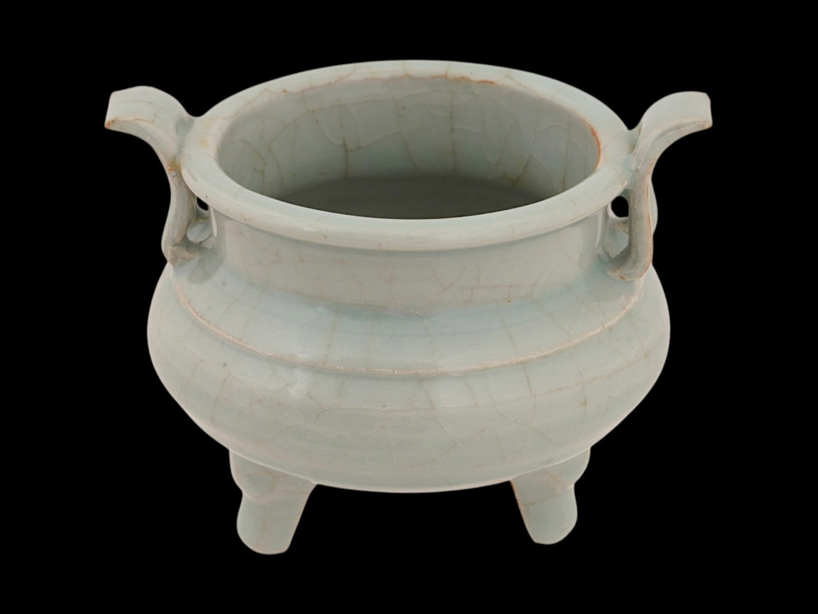 CHINESE LONGQUAN CELADON GLAZED POTTERY TRIPOD CENSER (1 of 7)