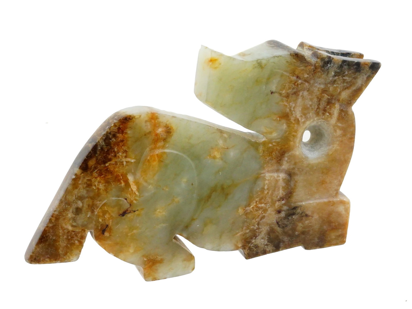 CHINESE CARVED JADE ZOOMORPHIC FIGURAL AMULET PENDANT (1 of 10)