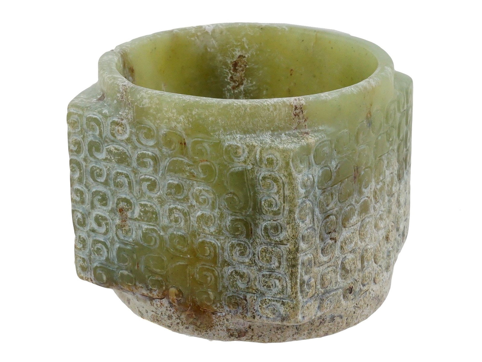 ANCIENT CHINESE SPRING AND AUTUMN CELADON JADE CONG (1 of 9)