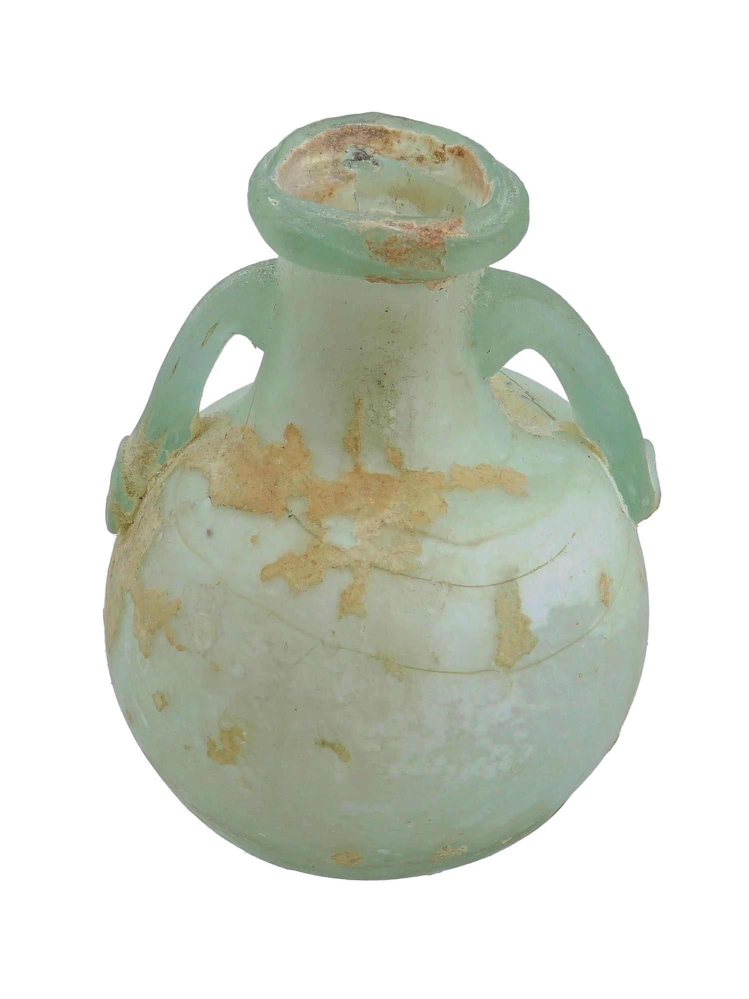 ANCIENT ROMAN GLASS BOTTLE WITH HANDLES (1 of 7)