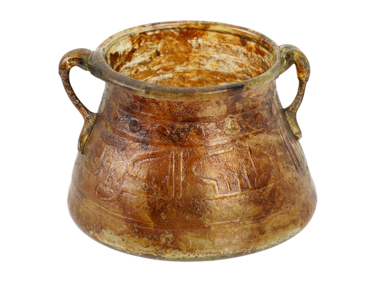 ANTIQUE OTTOMAN PERIOD GLASS JAR W ISLAMIC INSCRIPTIONS (1 of 8)