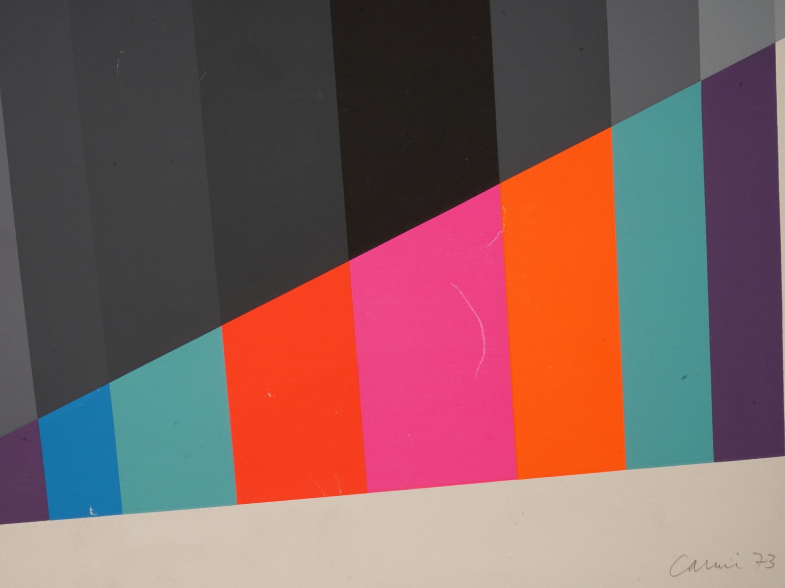 ABSTRACT OP ART SERIGRAPH SIGNED EUGENIO CARMI - 2
