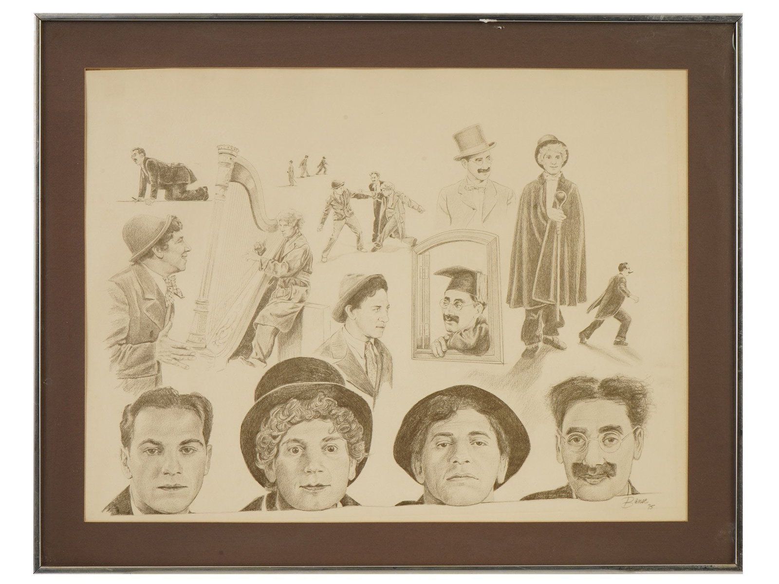 LITHOGRAPH COLLAGE COMEDY TROUPE THE MARX BROTHERS (1 of 4)