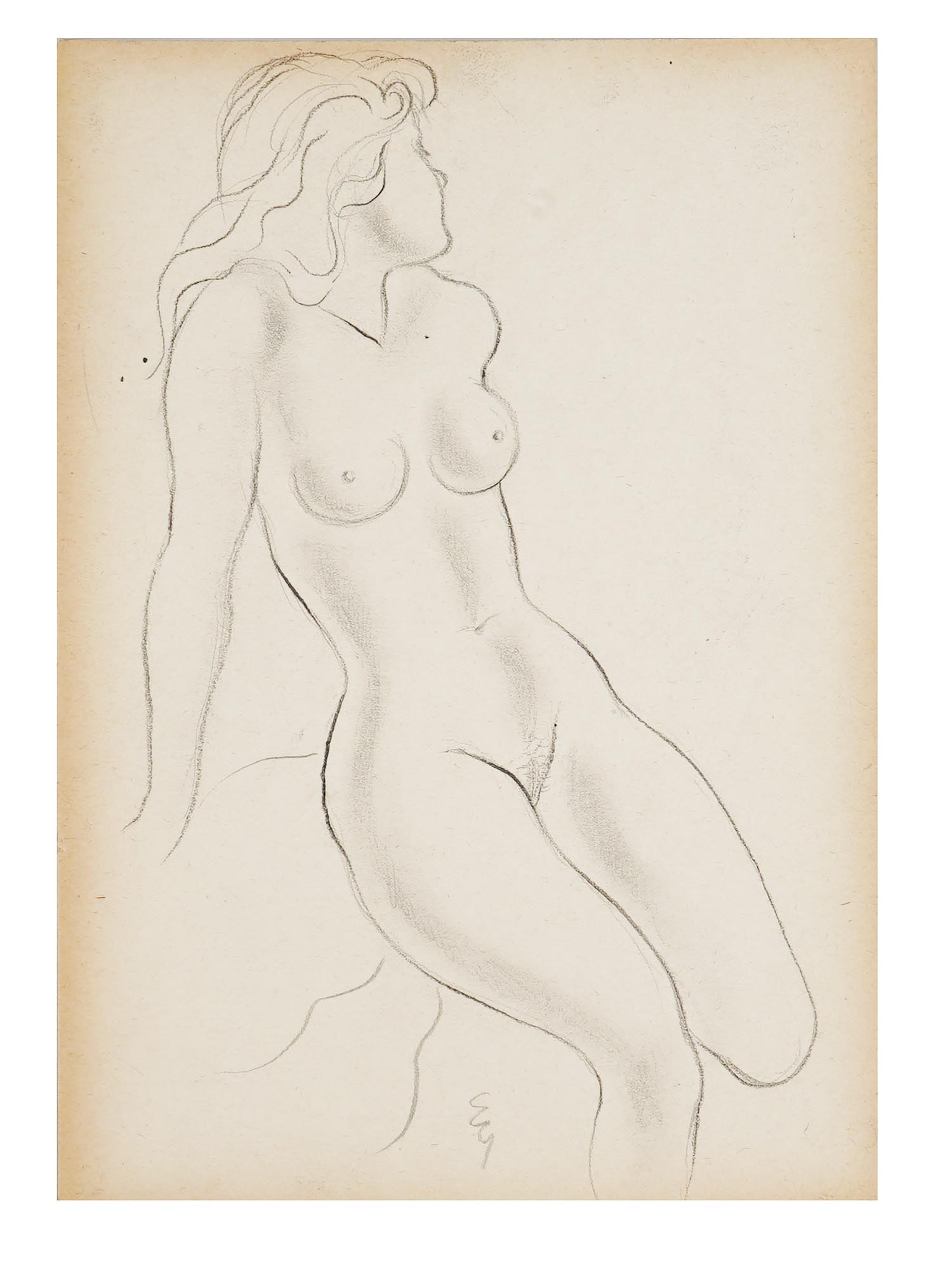 CONTEMPORARY FEMALE NUDE GRAPHITE PAINTING (1 of 4)