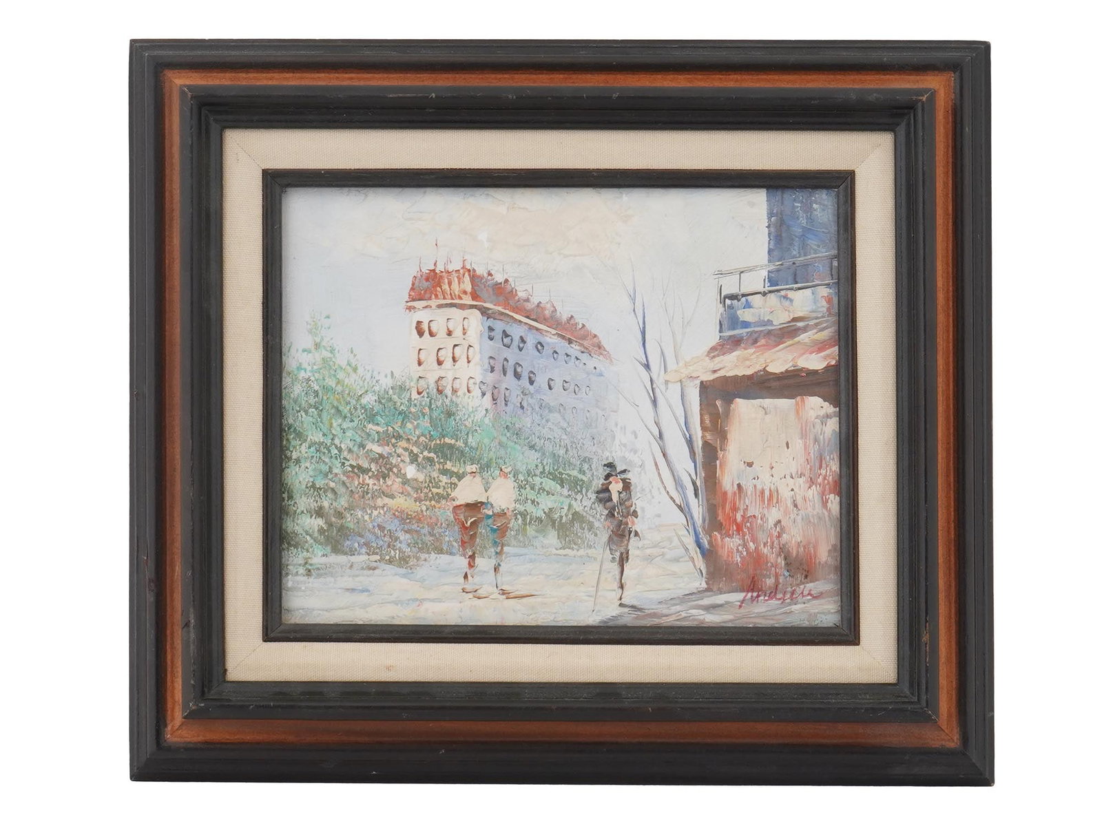 EUROPEAN STREET SCENE OIL PAINTING SIGNED ANDREW (1 of 5)
