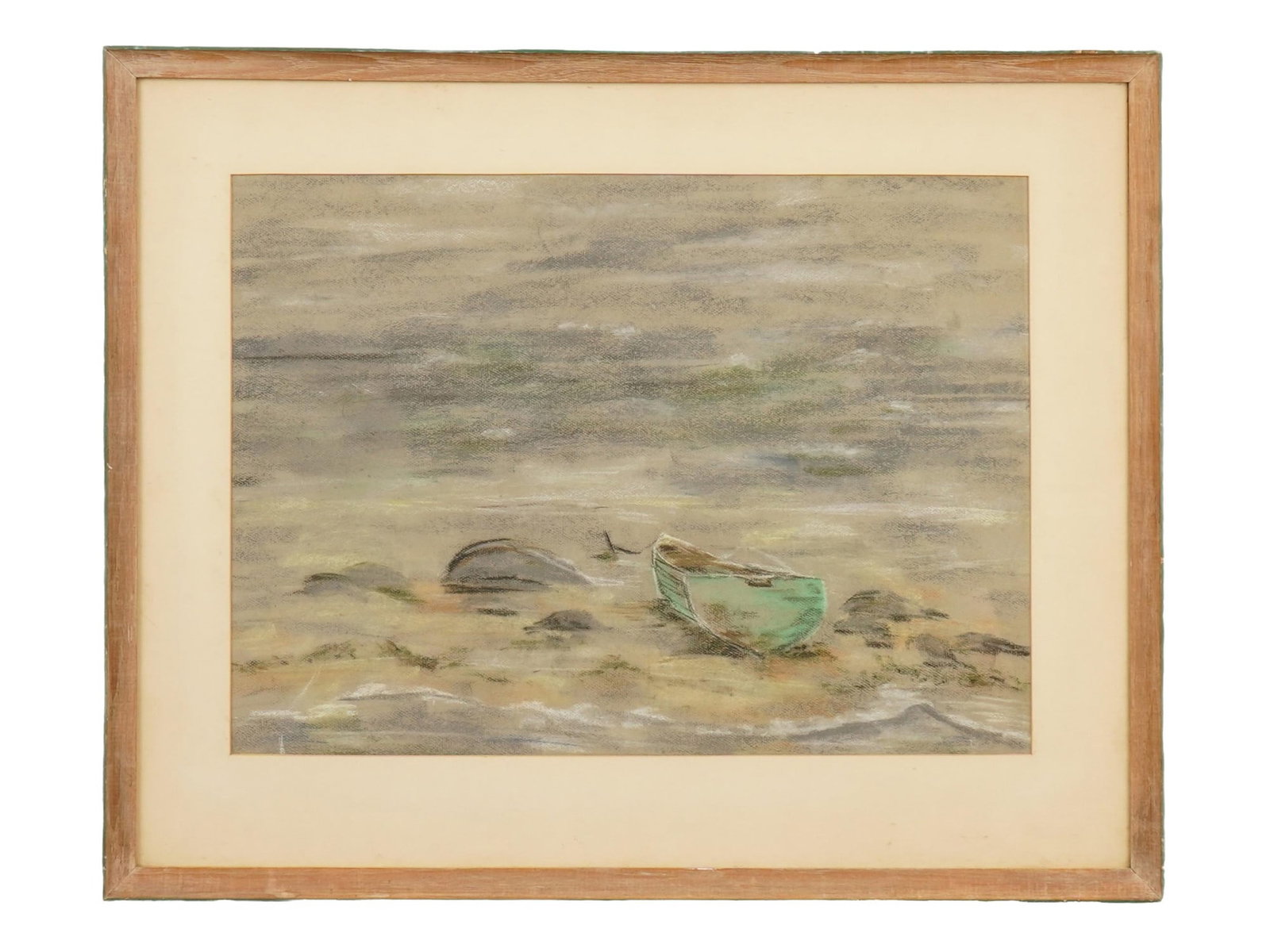 VINTAGE SEA LANDSCAPE PASTEL PAINTING FRAMED (1 of 3)