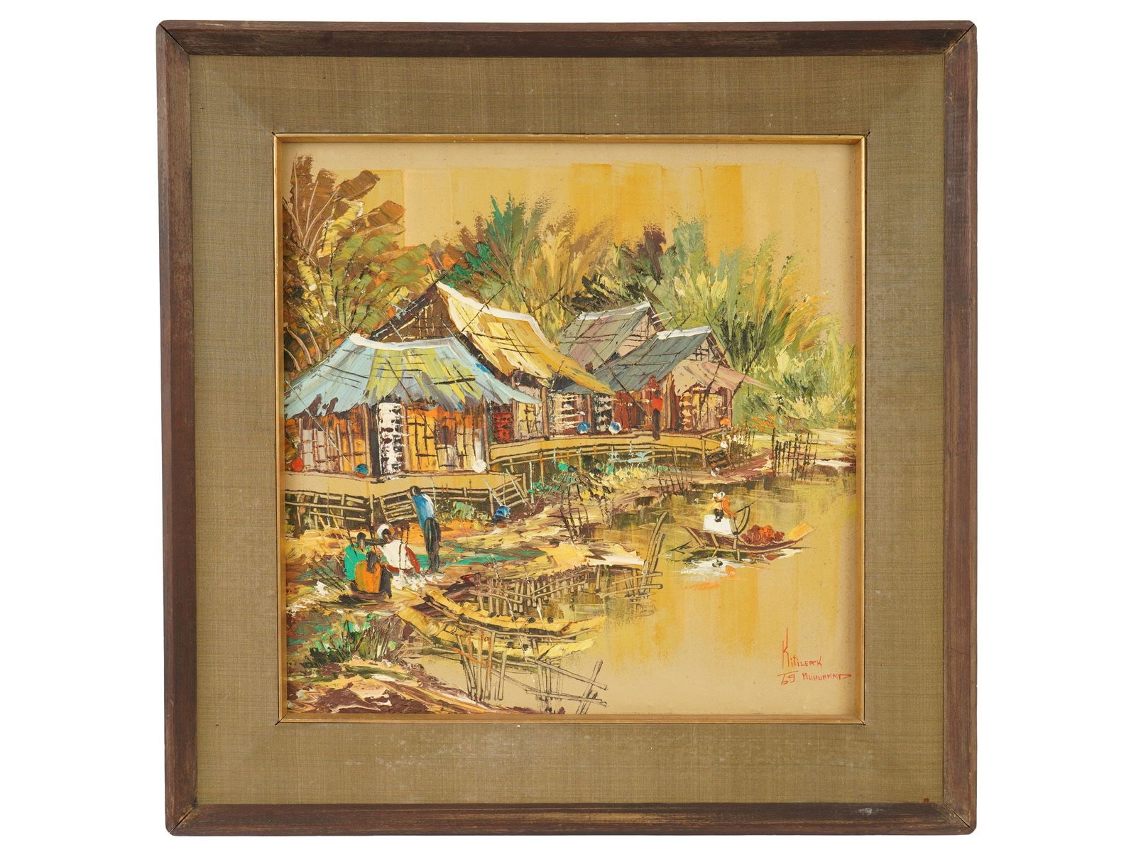 VINTAGE THAI OIL PAINTING BY KITILERK MUHUMMAD (1 of 6)