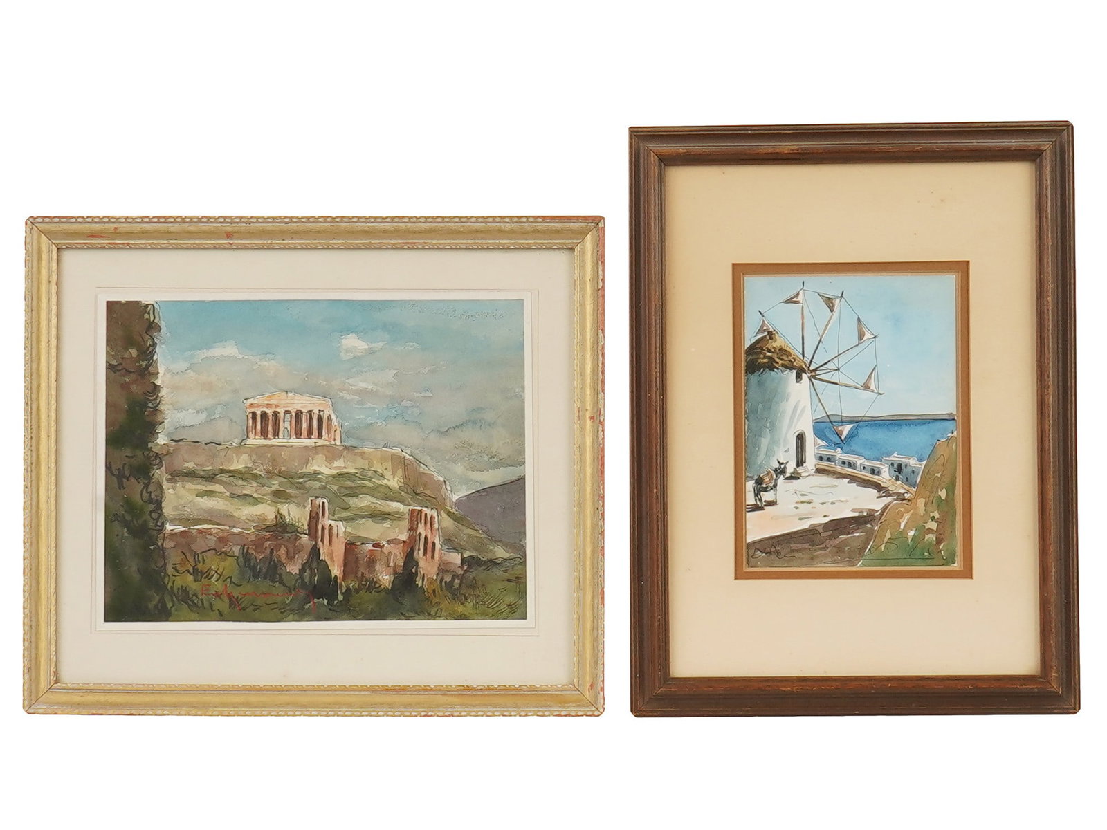 MID CENTURY WATERCOLOR PAINTINGS GREECE LANDSCAPES (1 of 9)