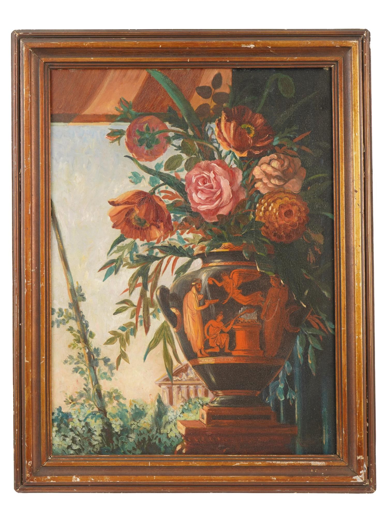 EUROPEAN SCHOOL FLORAL STILL LIFE OIL PAINTING FRAMED (1 of 5)