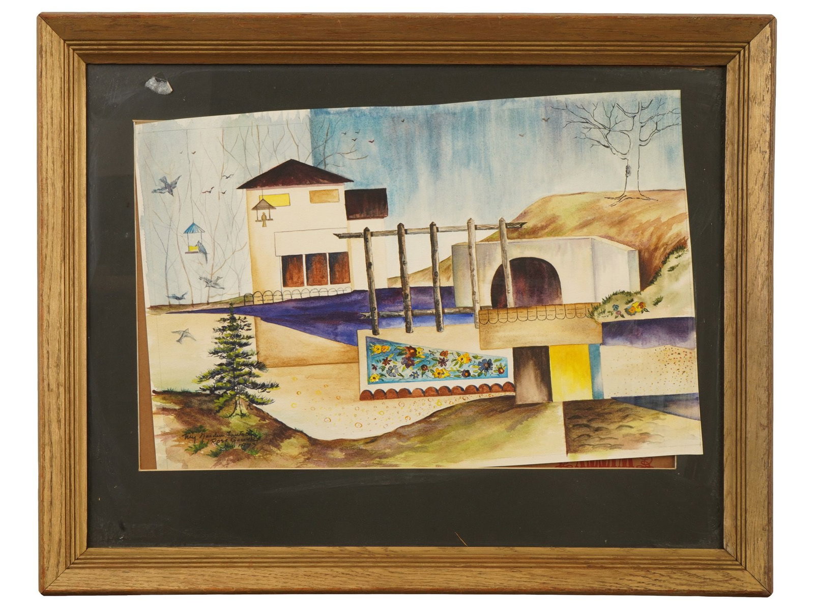 MIXED MEDIA W WATERCOLOR PAINTING BY ROSE GOUDKET (1 of 5)