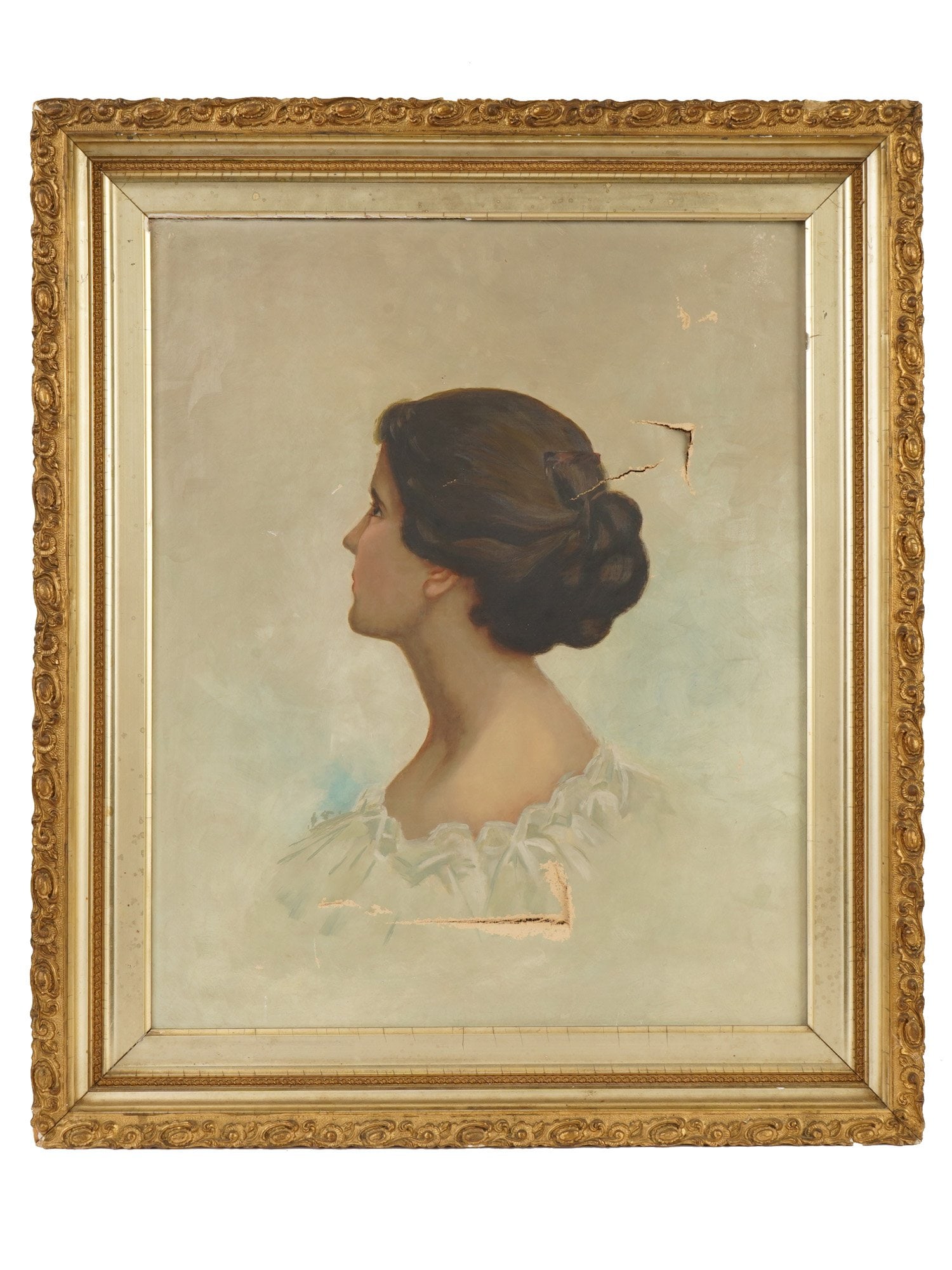 EARLY 20TH C AMERICAN FEMALE PORTRAIT OIL PAINTING (1 of 7)