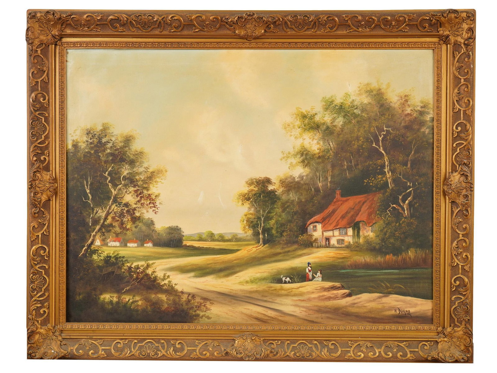 ANTIQUE OIL LANDSCAPE PAINTING SIGNED H. BURNO (1 of 6)