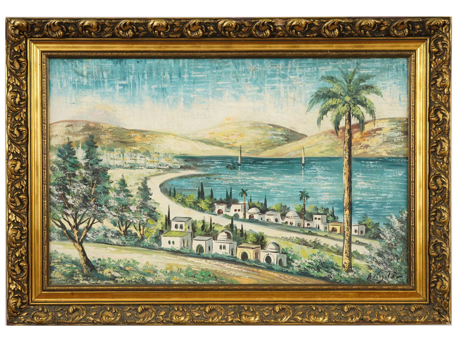 MIDDLE EASTERN LANDSCAPE OIL PAINTING SIGNED (1 of 6)