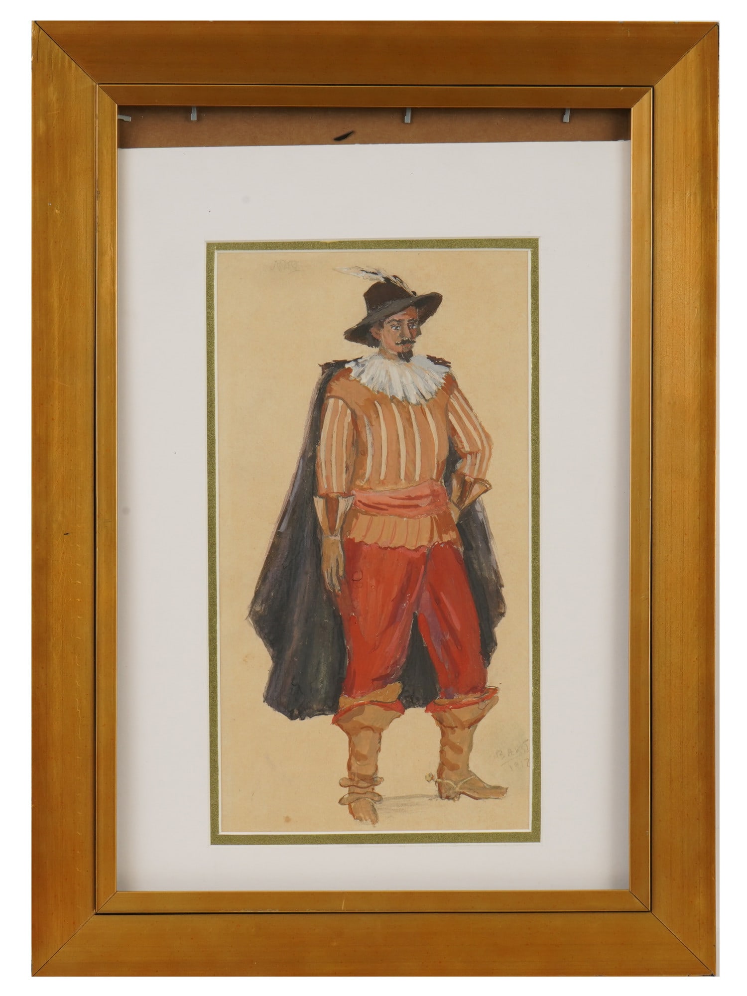 COSTUME DESIGN GOUACHE PAINTING SIGNED BAKST FRAMED (1 of 5)