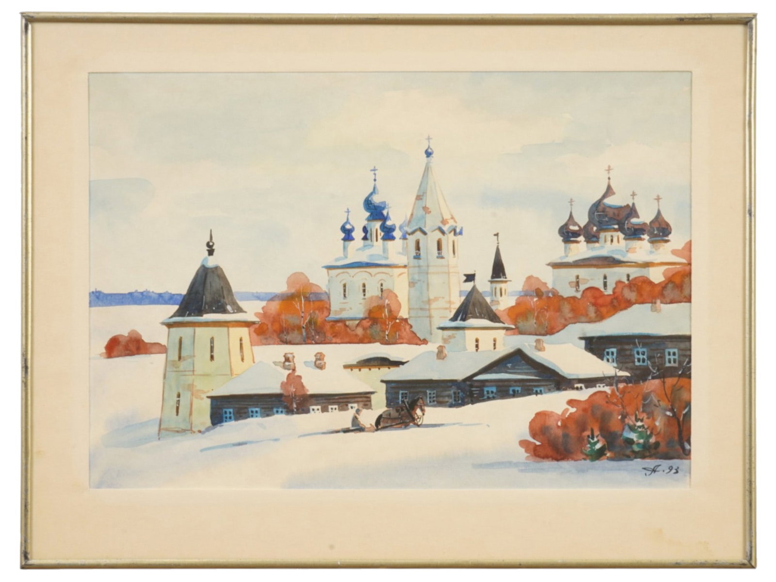 RUSSIAN WATERCOLOR PAINTING SIGNED 1993 (1 of 4)
