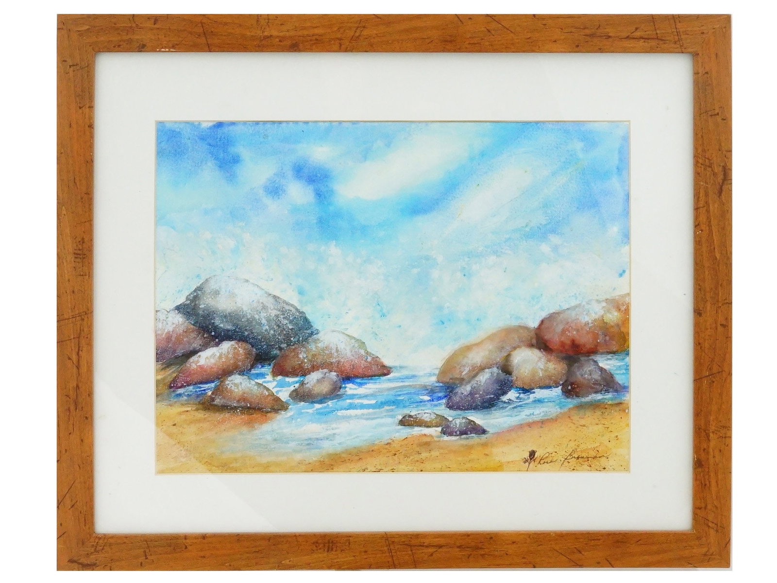 MID CENTURY SEASCAPE PAINTING OCEAN WAVES (1 of 7)
