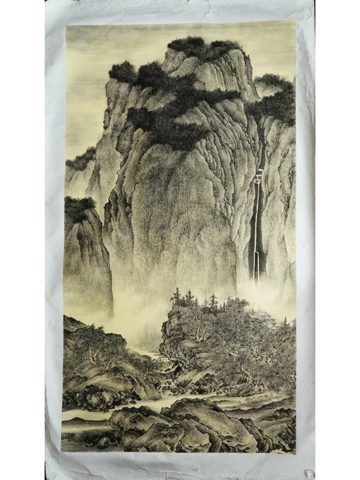 CHINESE MOUNTAIN LANDSCAPE MONOCHROME PAINTING (1 of 5)