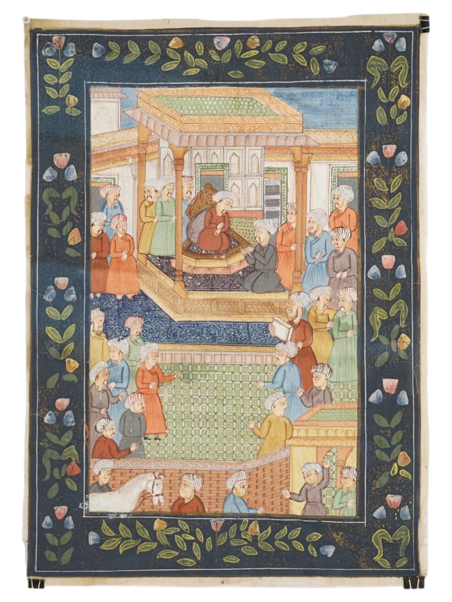 INDIAN MIXED MEDIA MINIATURE PAINTING ON TEXTILE (1 of 4)