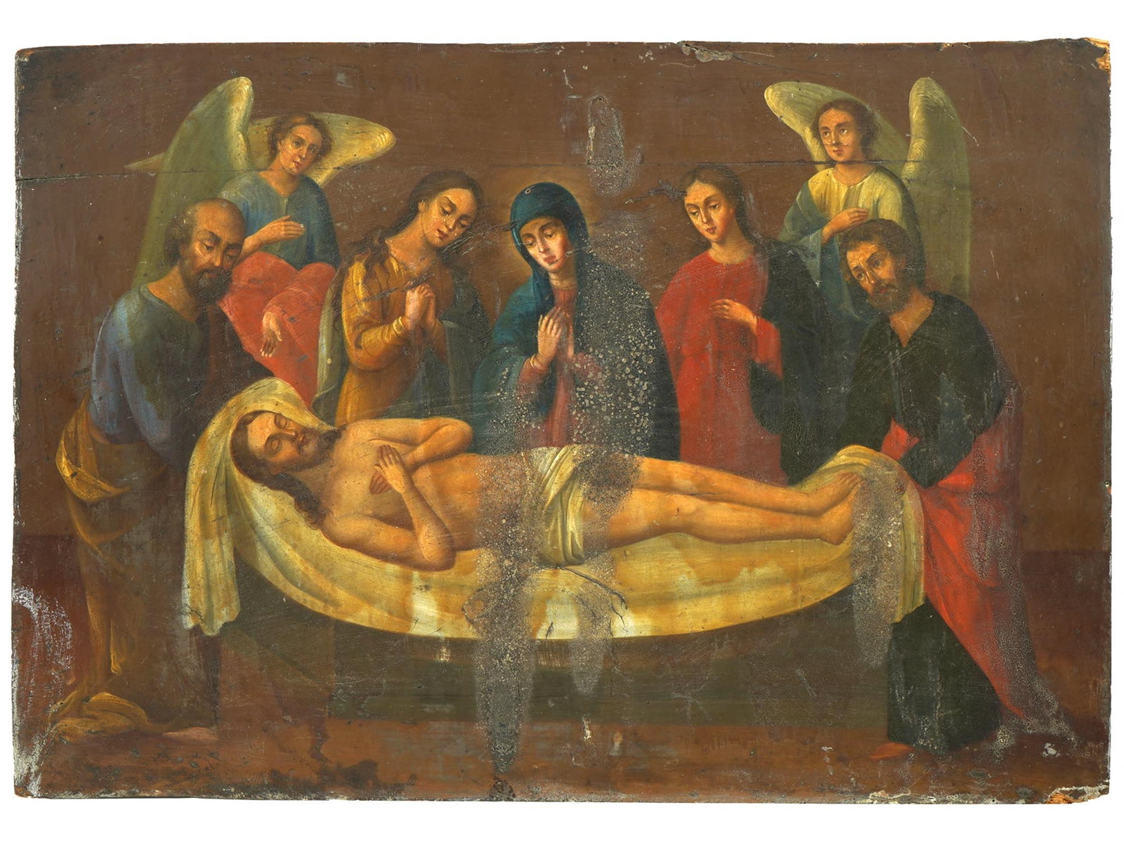 ANTIQUE RUSSIAN ORTHODOX ICON ENTOMBMENT OF JESUS (1 of 6)