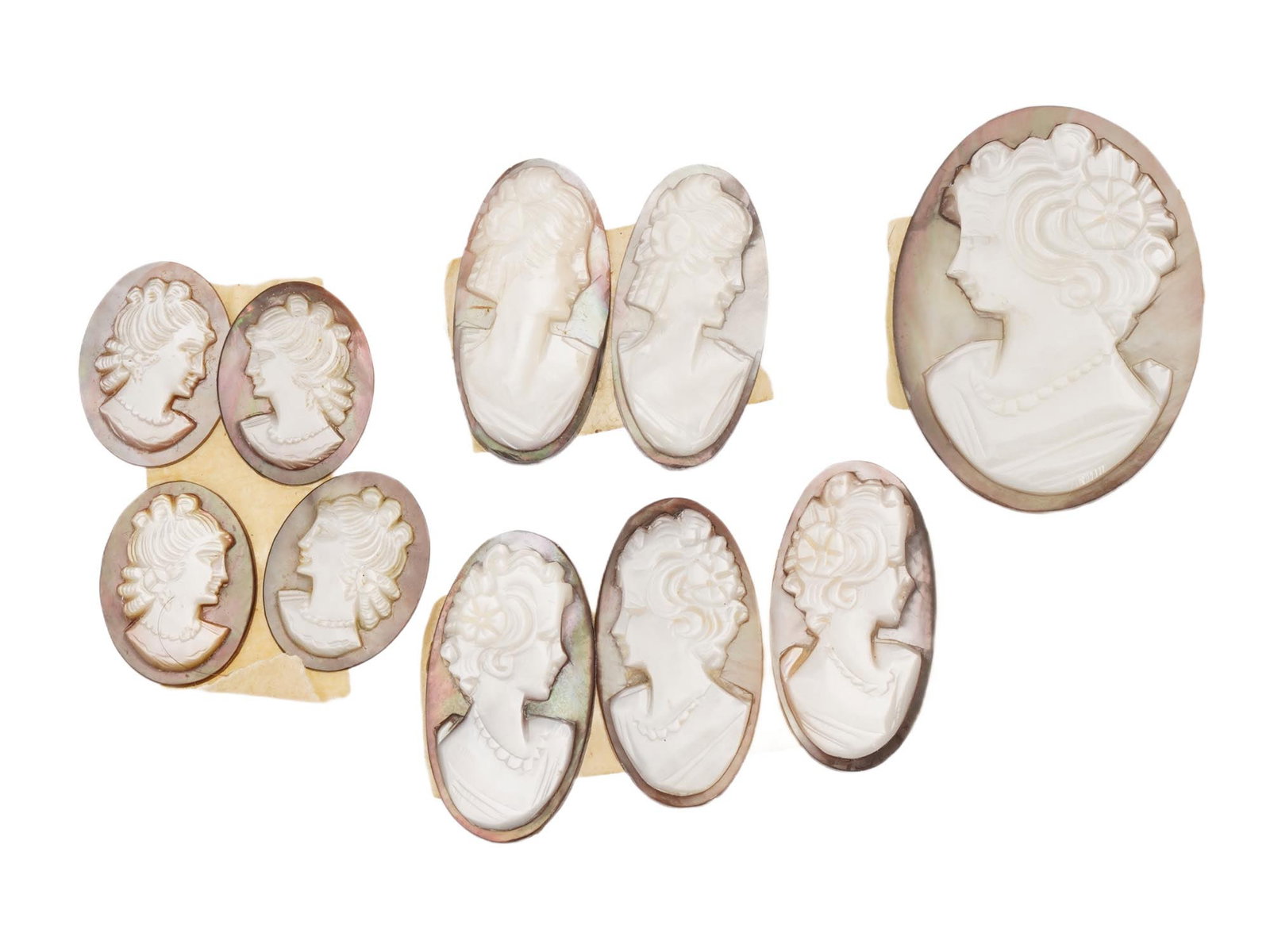 COLLECTION OF PORTRAIT CARVED SHELL CAMEO MEDALLIONS (1 of 5)
