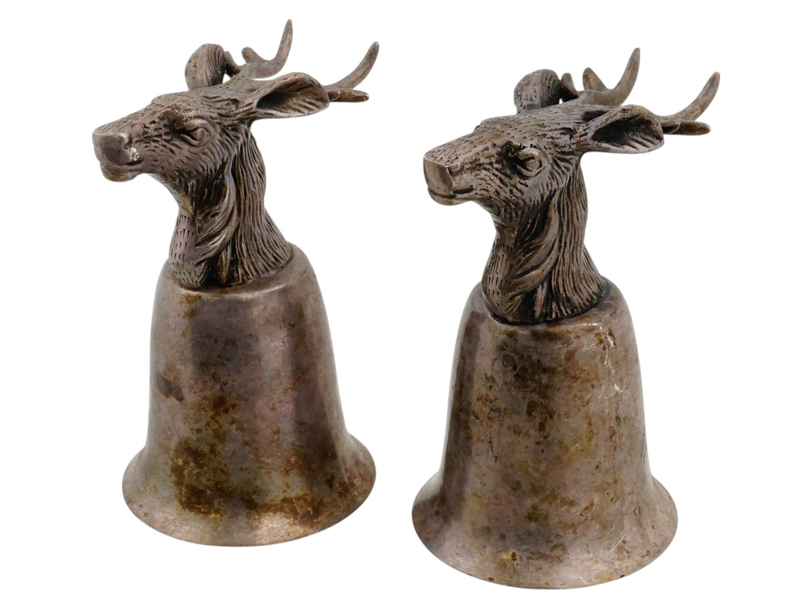 PAIR OF VINTAGE SILVER PLATED STAG HEAD STIRRUP CUPS (1 of 7)