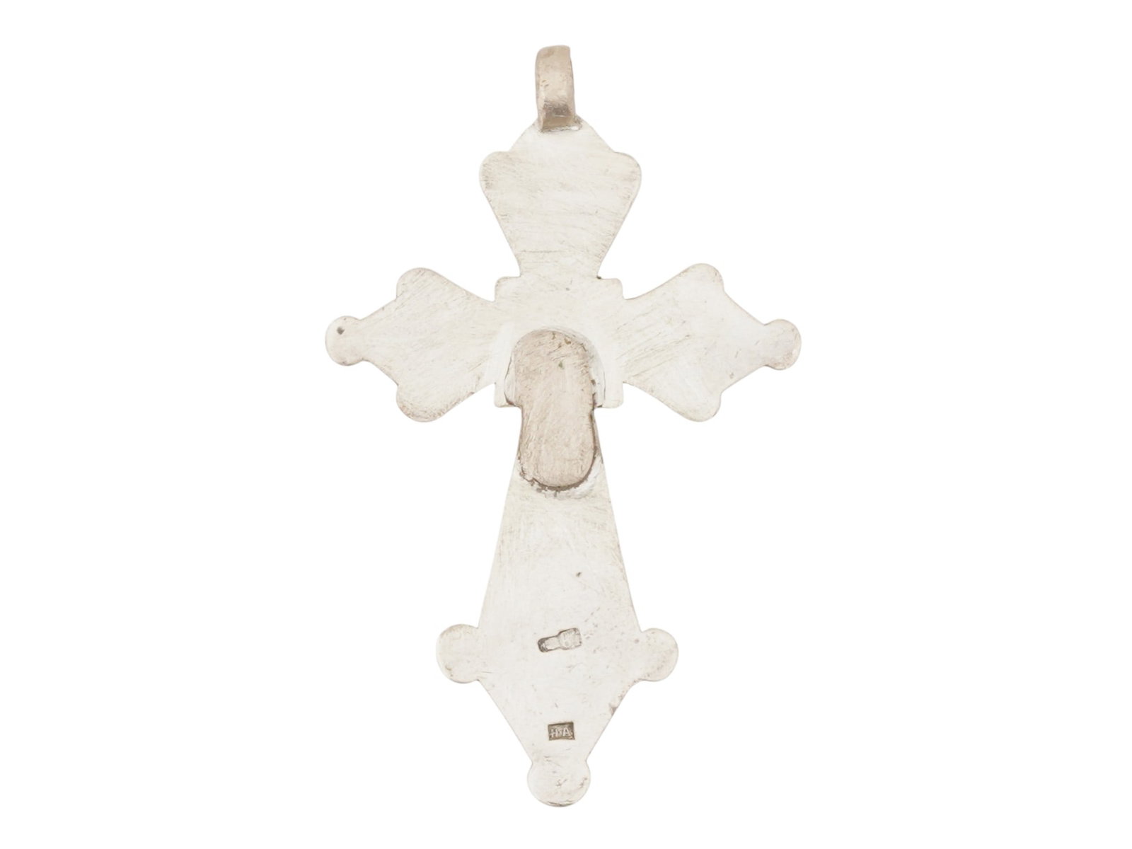 RUSSIAN SILVER CHAMPLEVE ENAMEL CROSS PENDANT - 2