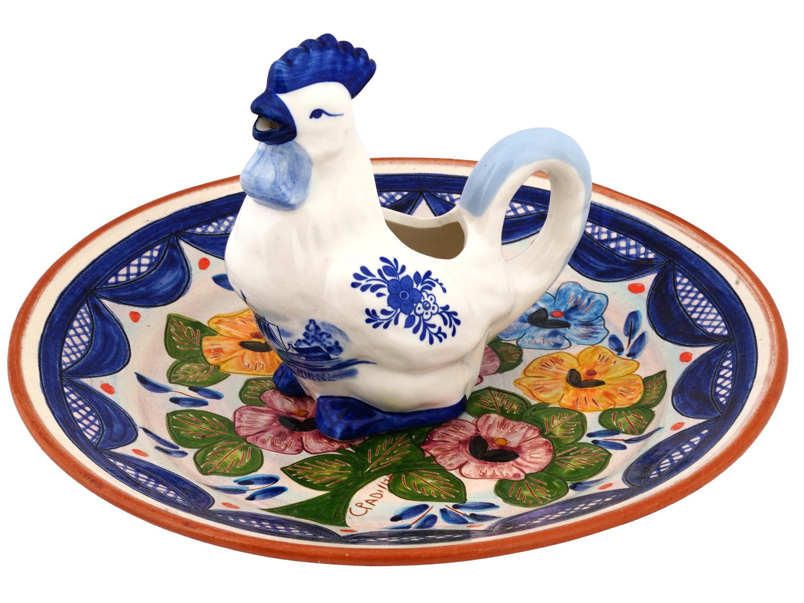 PORCELAIN DUTCH DELFT BLUE CREAMER PORTUGAL WALL PLATE (1 of 9)
