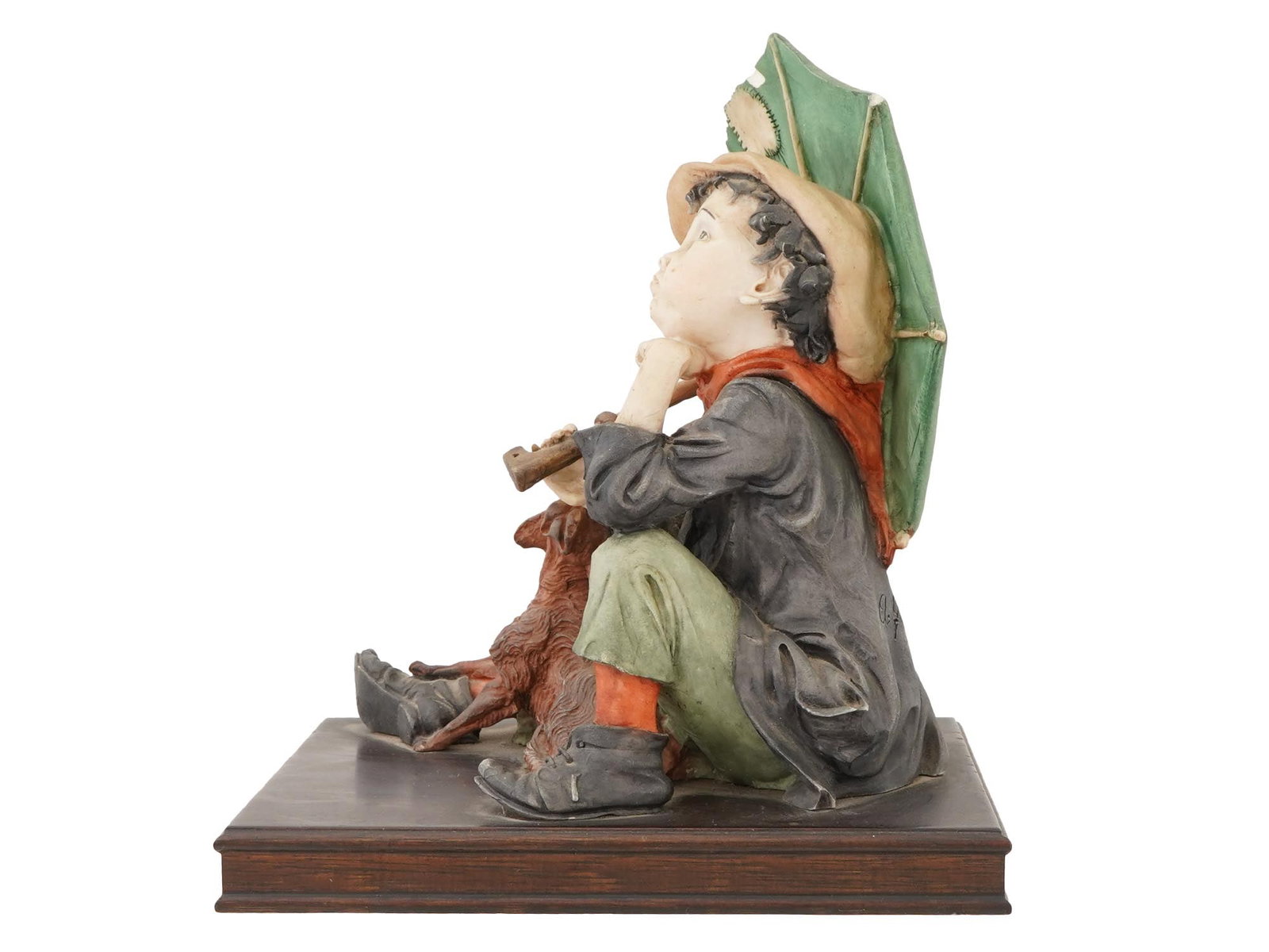 CAPODIMONTE STYLE CERAMIC BOY FIGURINE SIGNED - 3