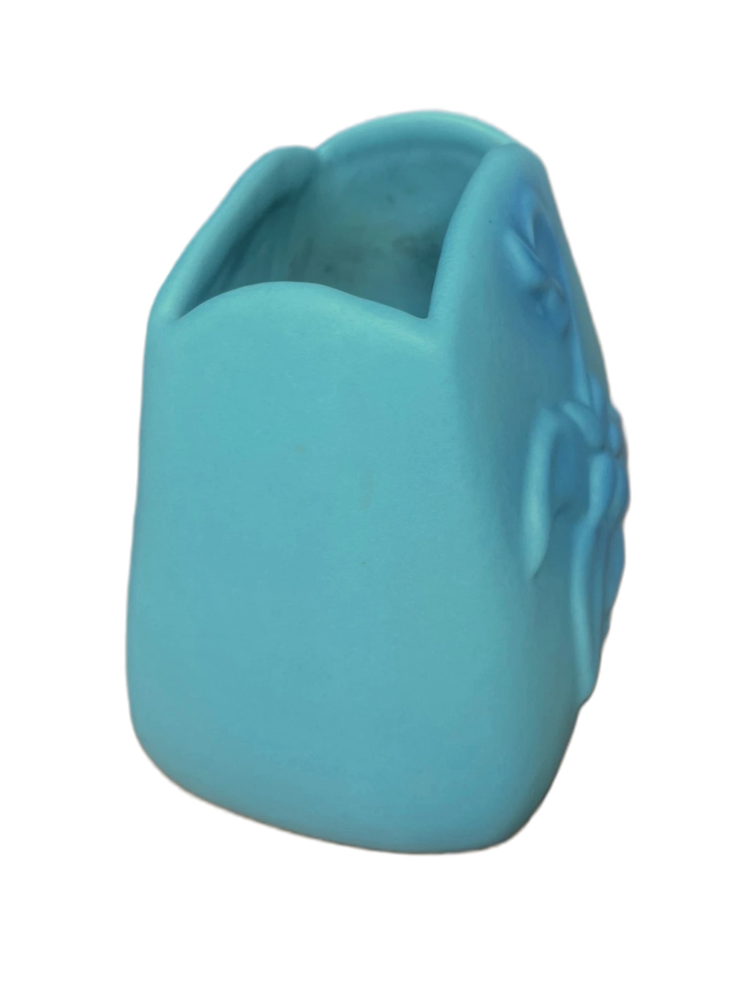 VAN BRIGGLE MATTE TURQUOISE COLUMBINE VASE, 1920S, SIGNED - 3