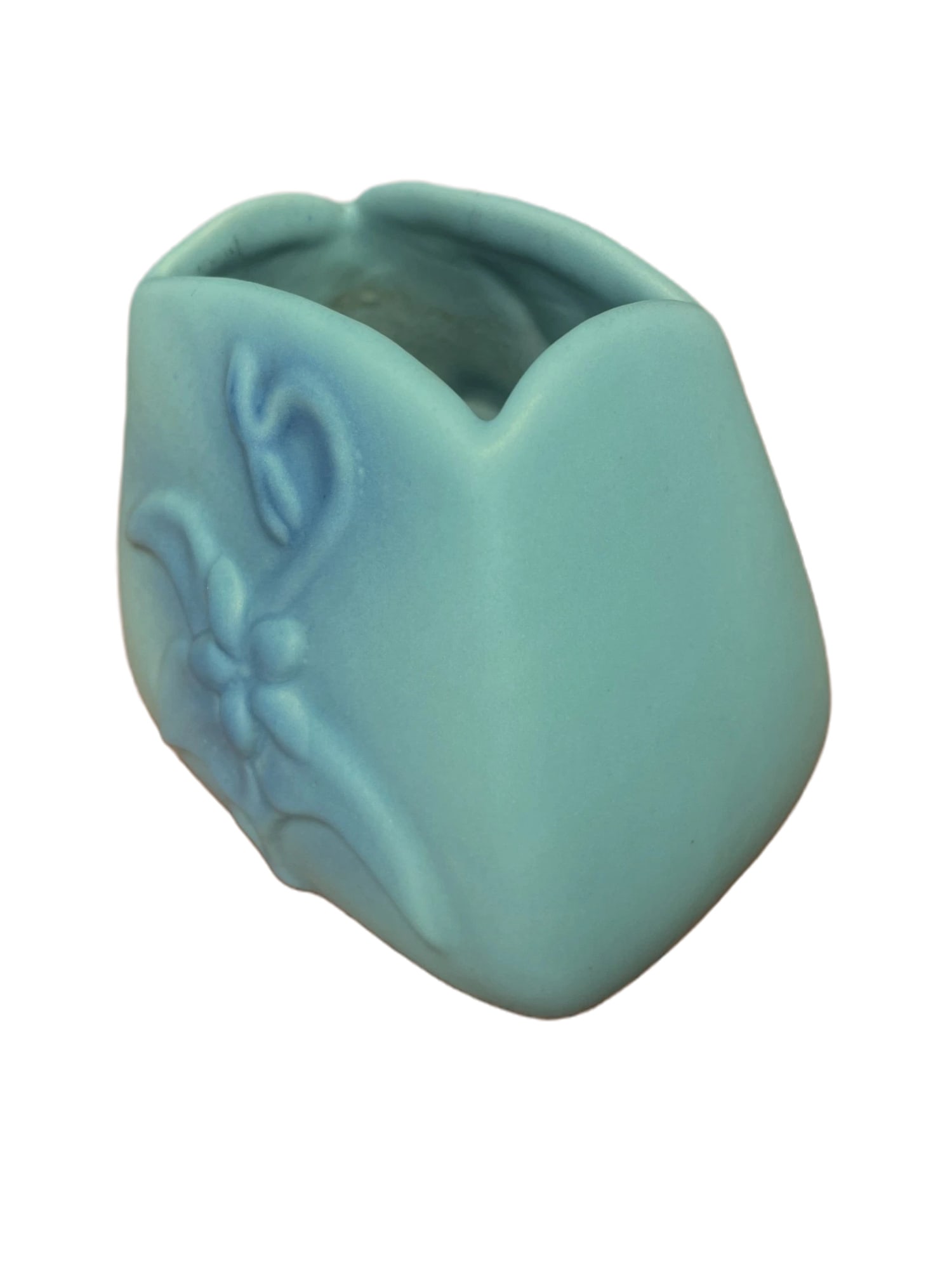 VAN BRIGGLE MATTE TURQUOISE COLUMBINE VASE, 1920S, SIGNED - 4