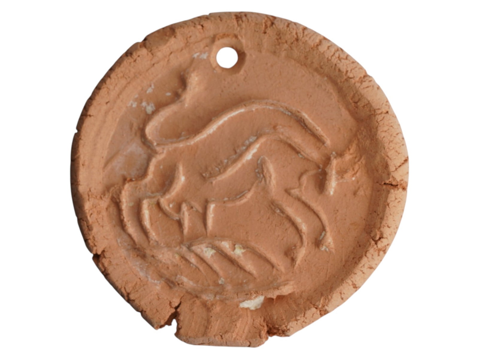 FRENCH MID CENT PICASSO FOR MADOURA CERAMIC PLATE: A French terracotta ceramic plate, designed by Picasso for Madoura Pottery. The round shaped plate is adorned with a design representing a Taureau attaquant. Marked with a stamp on the back side.