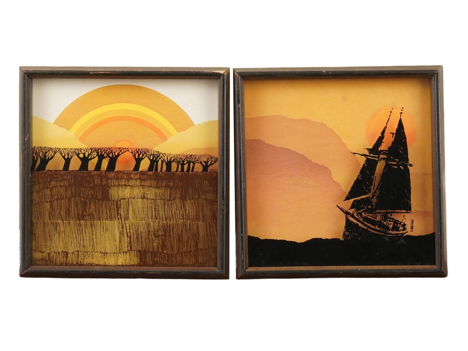 TWO AMERICAN VIRGIL TRASHER GLASS ARTWORKS SERIES (1 of 6)