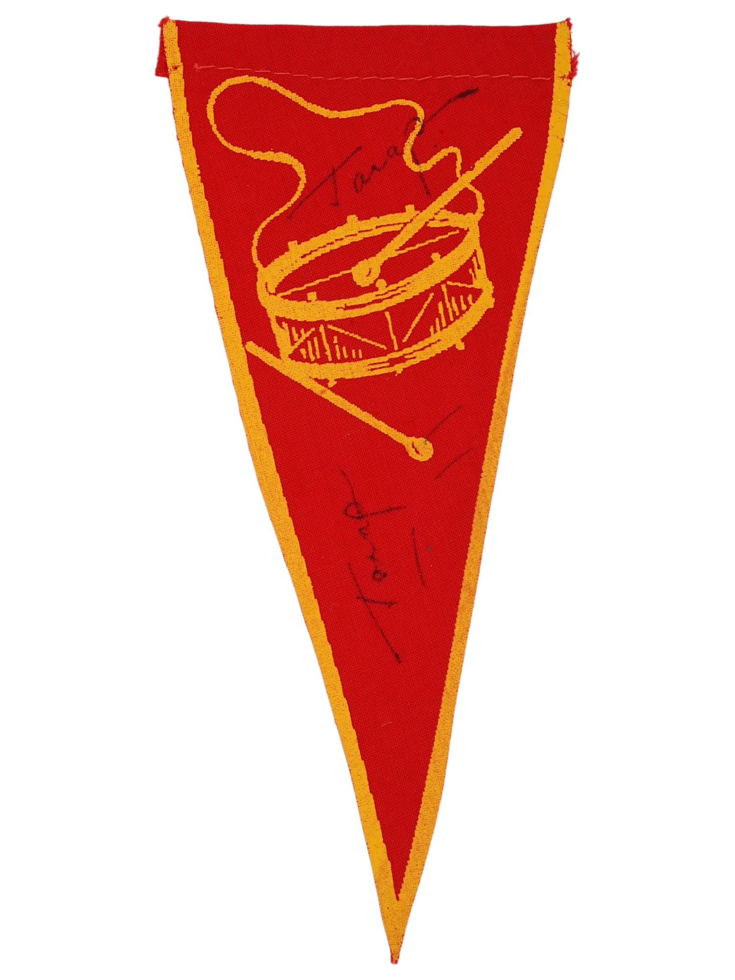 SOVIET PENNANT AUTOGRAPHED BY YURI GAGARIN: A Russian Soviet pioneer pennant autographed twice by Yuri Gagarin. Russian Soviet Cold War Space Exploration Collectibles. THIS LOT IS ELIGIBLE FOR A 30-DAY UNCONDITIONAL RETURN FROM THE DATE OF THE