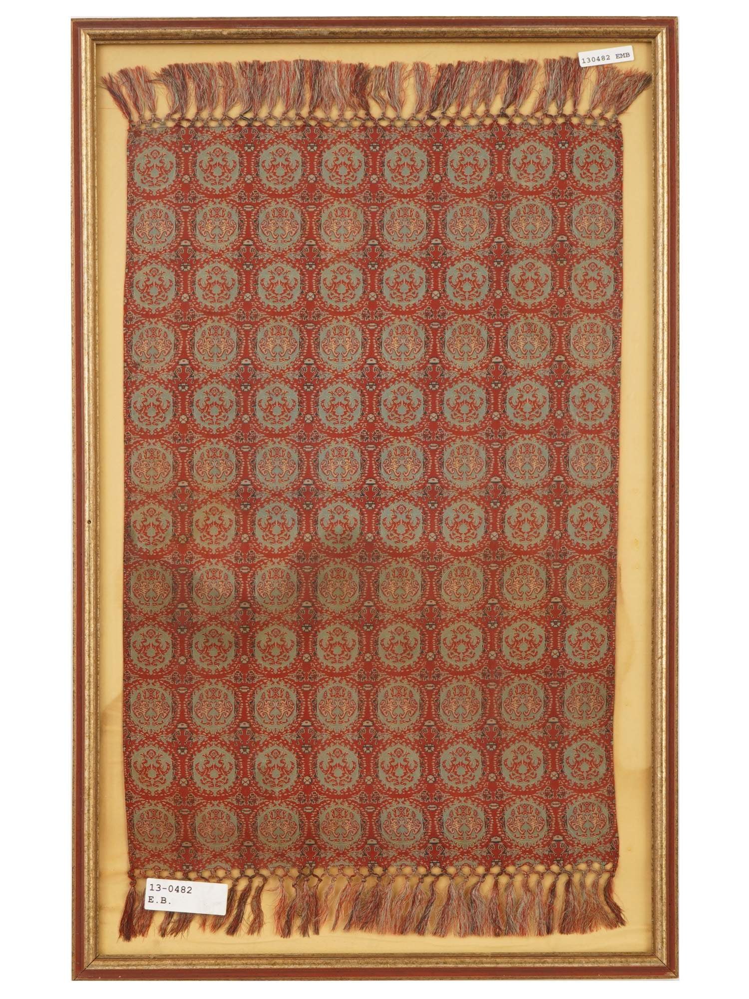 TURKMEN MEDALLIONS HAND WOVEN CARPET W FRINGE FRAMED (1 of 4)