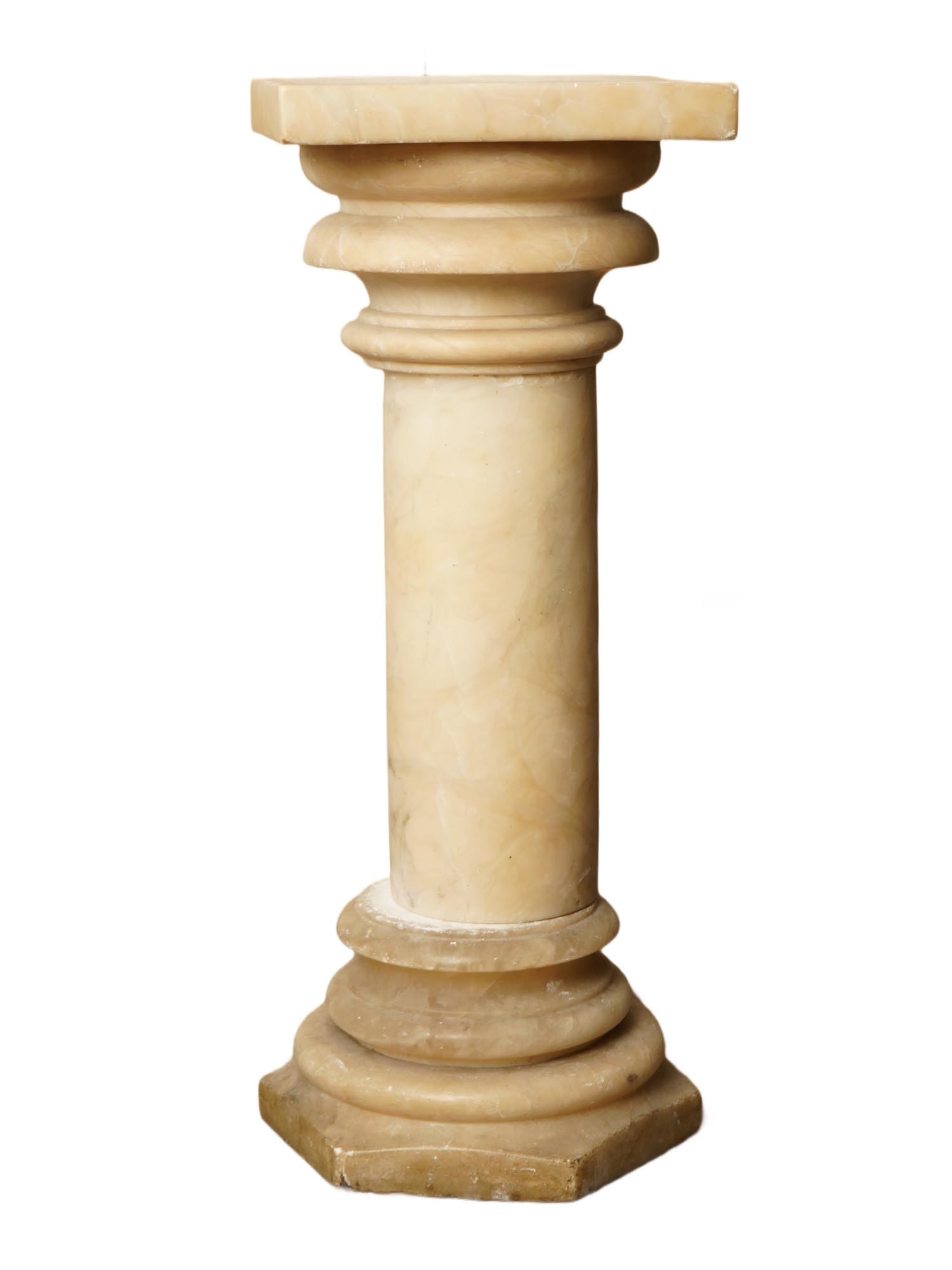 ANTIQUE CLASSICAL COLUMN WHITE MARBLE PEDESTAL - 2