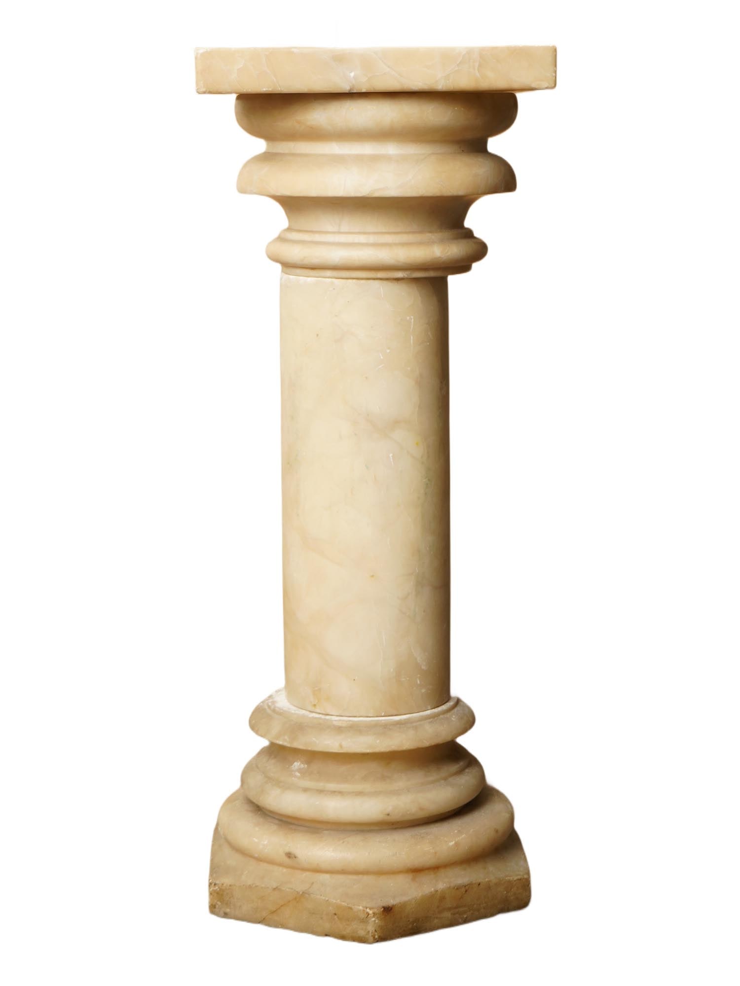 ANTIQUE CLASSICAL COLUMN WHITE MARBLE PEDESTAL - 3