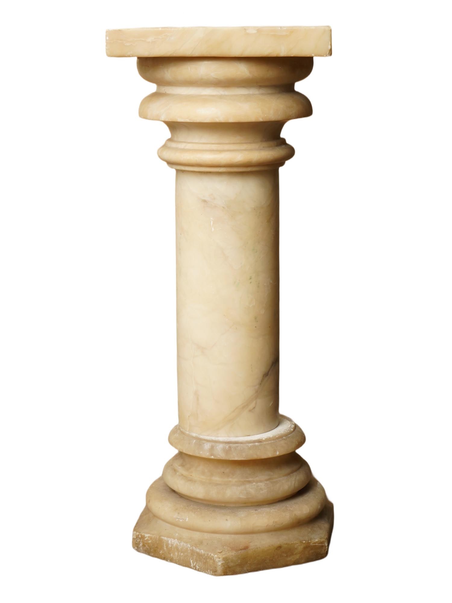 ANTIQUE CLASSICAL COLUMN WHITE MARBLE PEDESTAL - 4