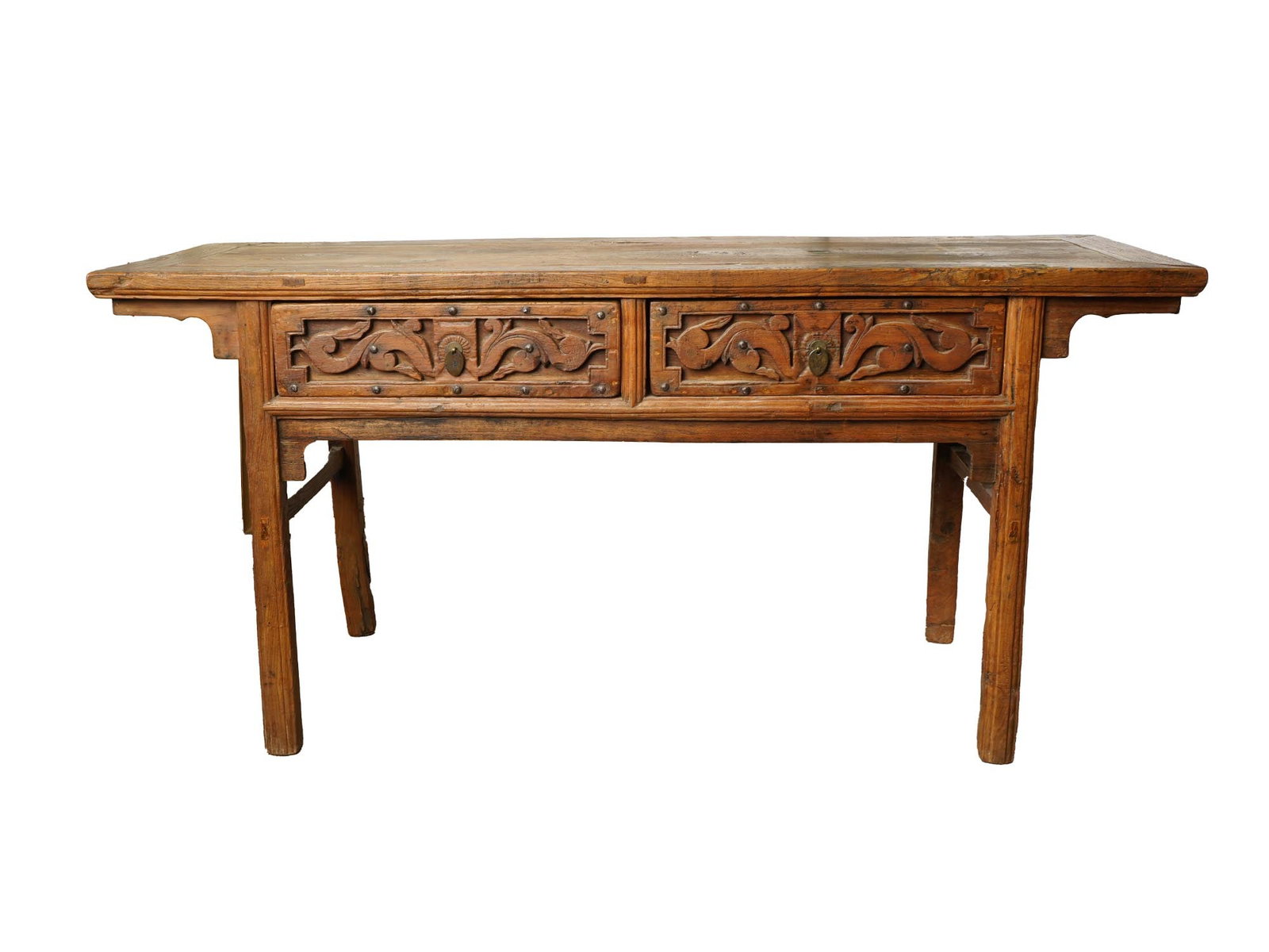 ANTIQUE CHINESE CARVED WOOD TWO DRAW COFFER 18TH C (1 of 9)