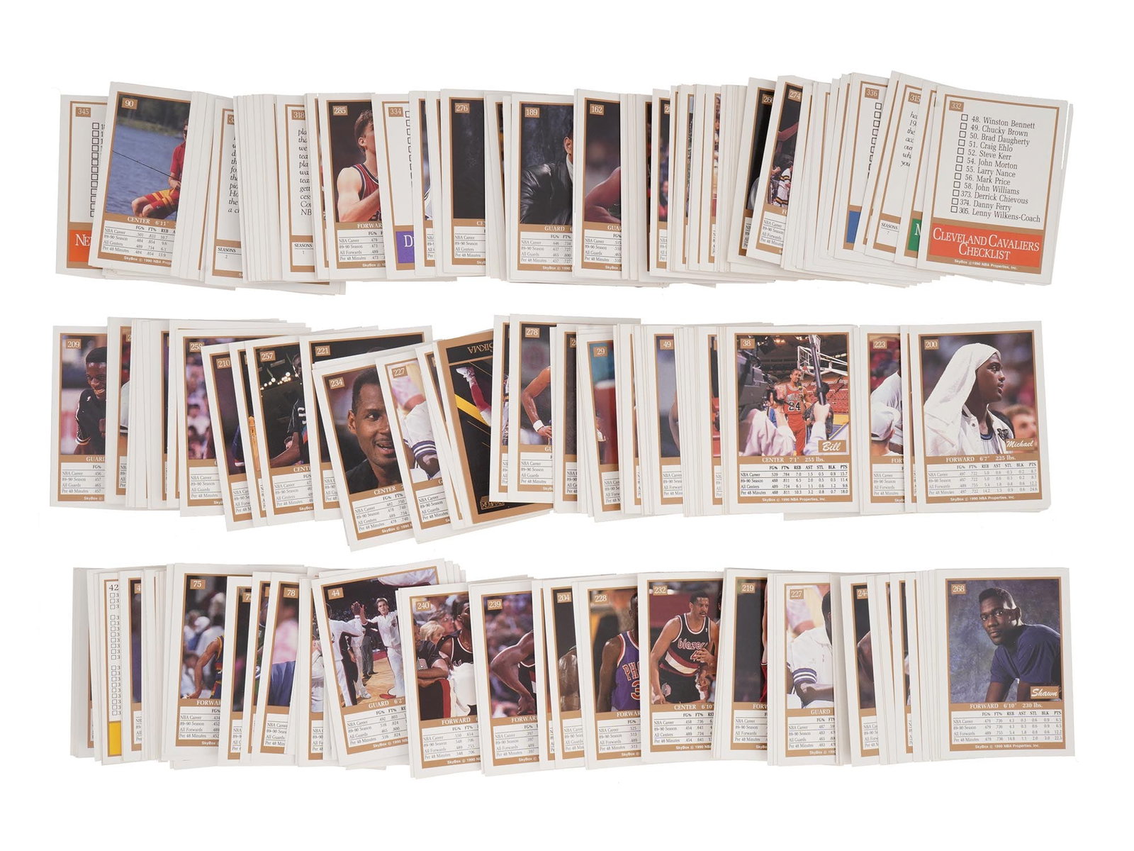 AMERICAN NBA SKYBOX BASKETBALL TRADING CARDS 1990: A large collection of American NBA SkyBox basketball 1990 to 1991 season trading cards. The set includes baseball sports cards with players photos and logos of their teams. Player cards include New