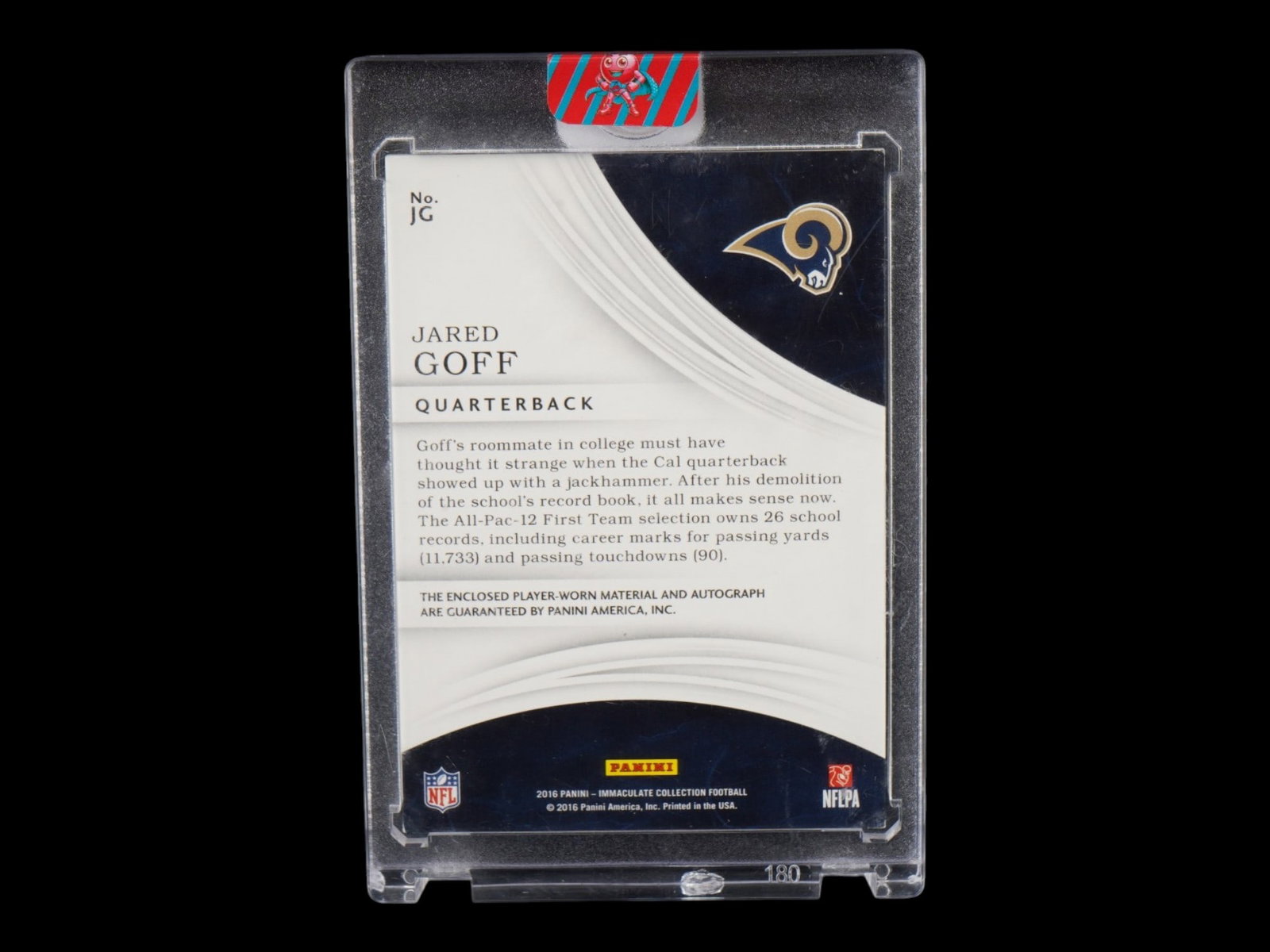 2016 IMMACULATE COLLECTION JARED GOFF PATCH AUTO /49 RPA - 2