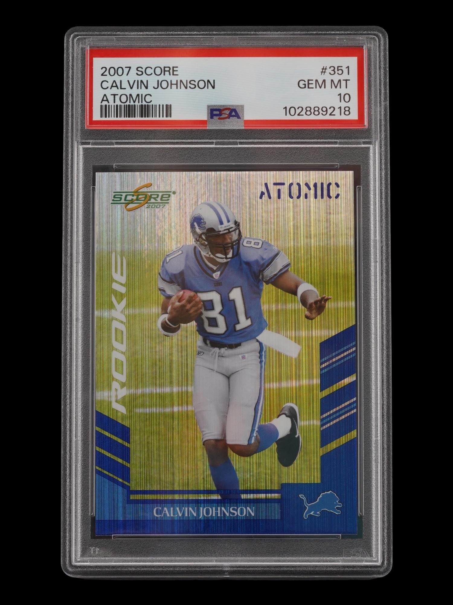 2007 SCORE CALVIN JOHNSON ATOMIC PSA GEM MT 10 (1 of 2)